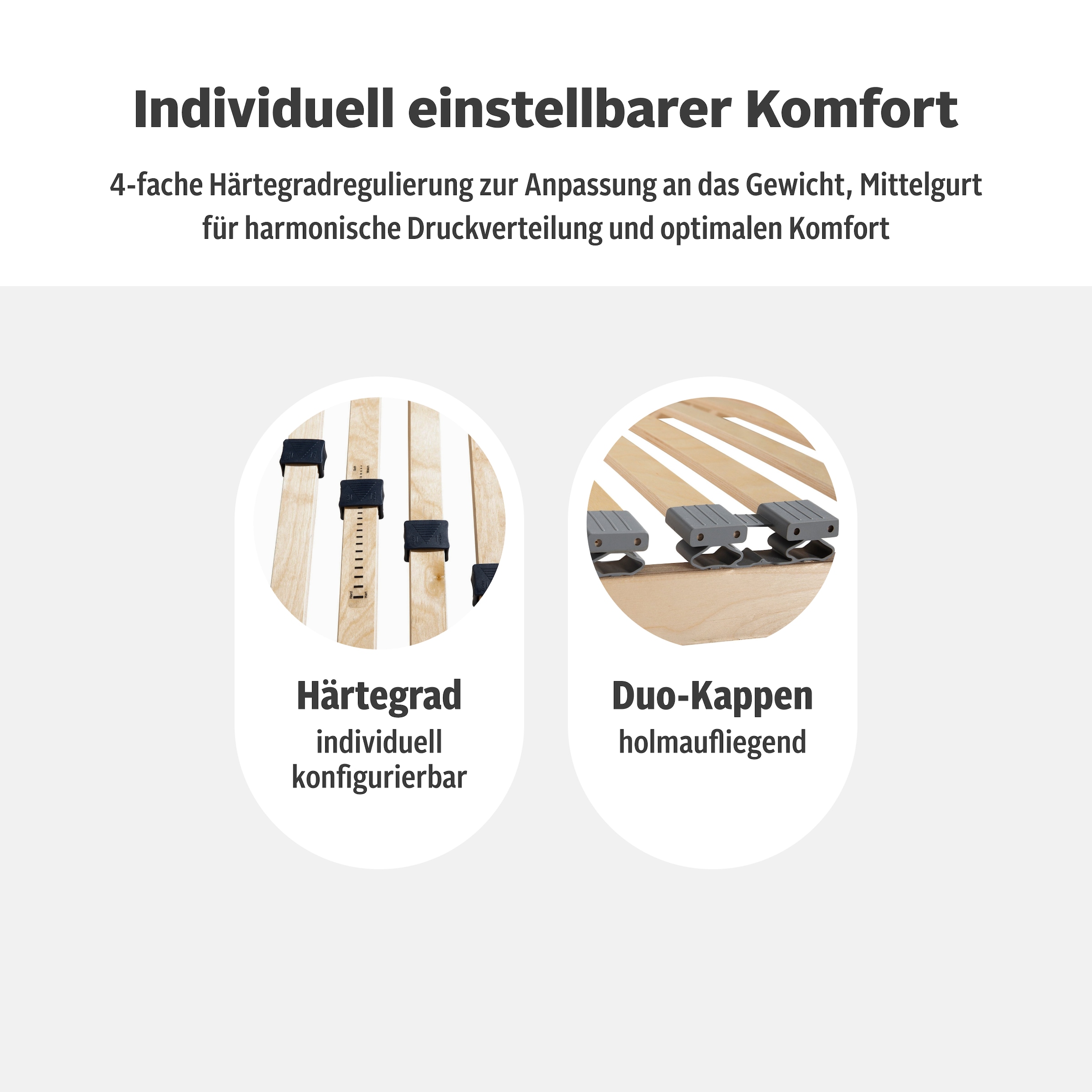GOODproduct Sommier à lattes »Randsfjord, 90x200, 140x200 cm und weiteren Grössen« sommier à lattes pour tous matelas, durable, ergonomique, 7 zones