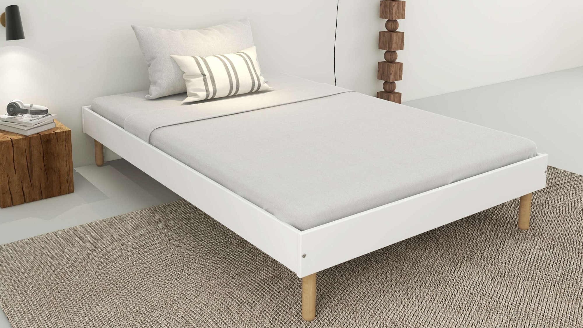 Home affaire Bett »Dagmar, Bettgestell, teilMDF, minimalistisches Design«, Breite 140 cm, inklusive feste Latten aus massiver Kiefer