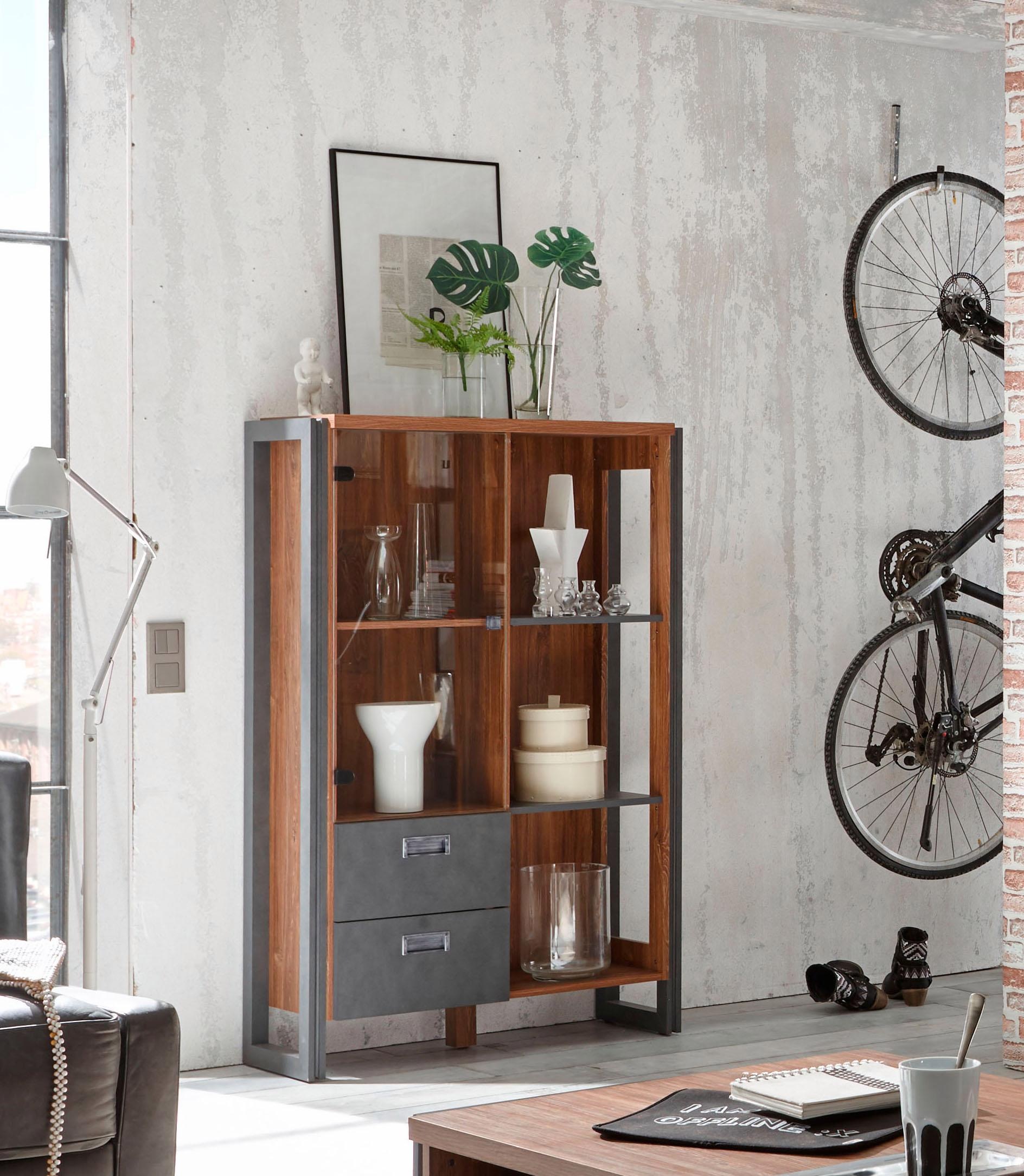 Image of Home affaire Highboard »Detroit«, mit 2 Schubladen, Höhe 140 cm, im angesagten Industrial Look bei Ackermann Versand Schweiz