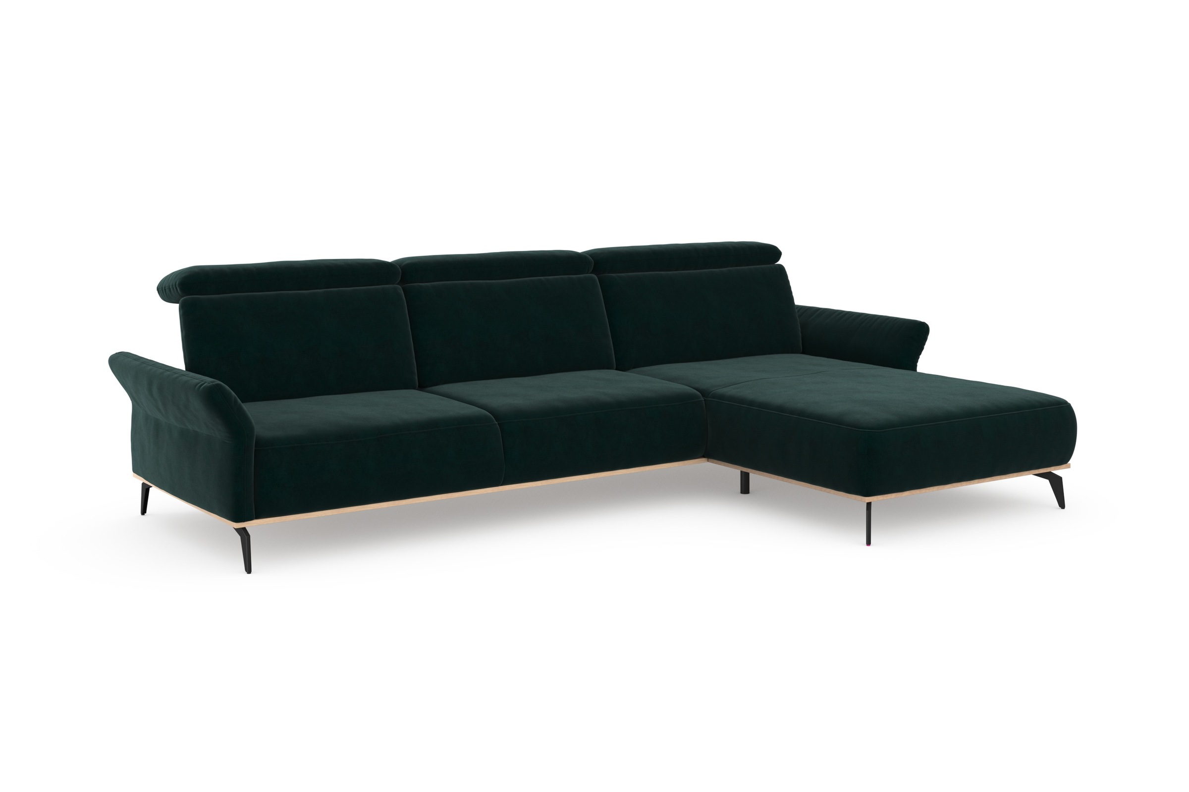 PLACES OF STYLE Ecksofa »Fjord L-Form« massiv, wahlweise mit Armlehnfunktion, Kopf- Sitztiefenverstellung