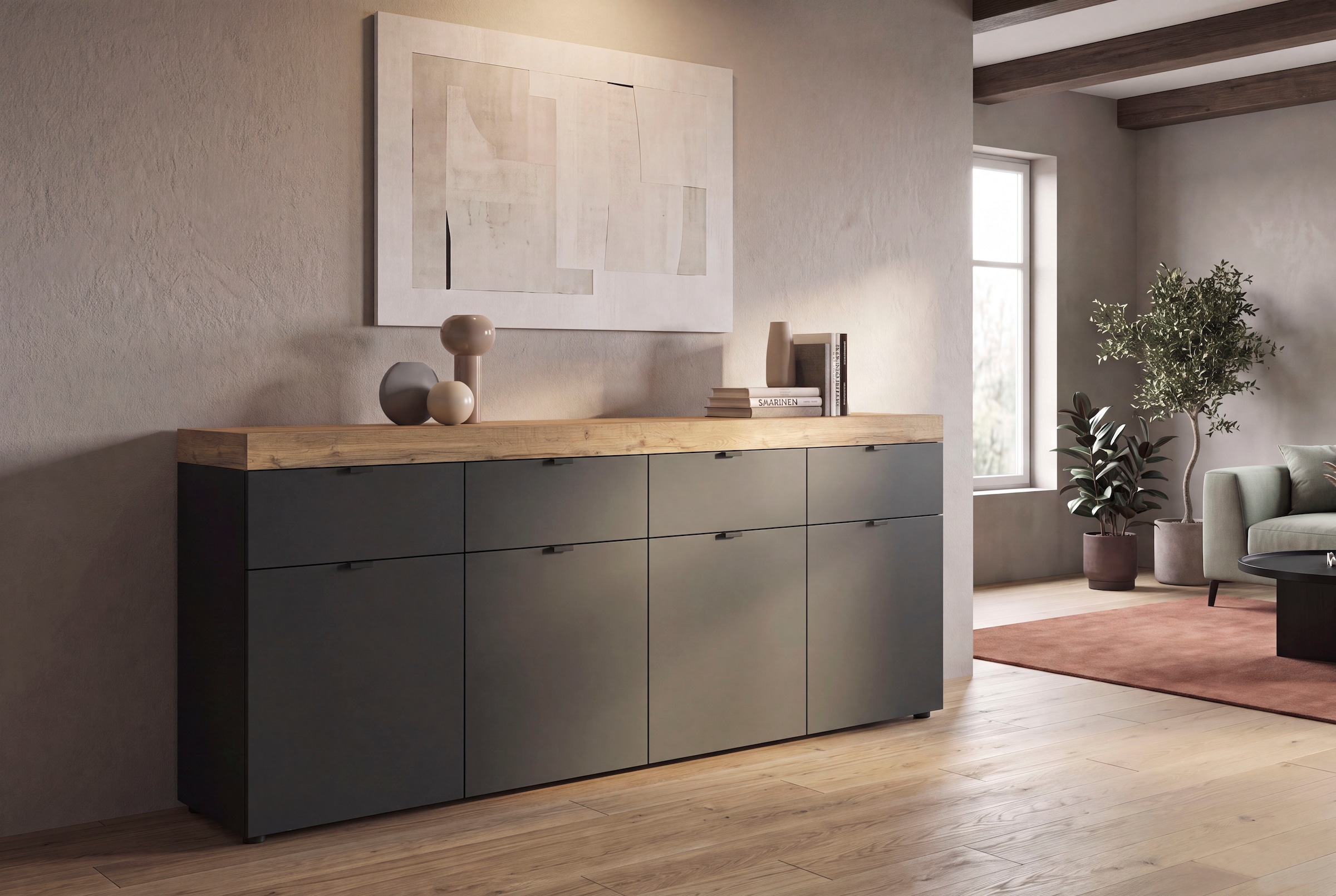 GOODproduct Sideboard »MAMBO II, Breite 200cm, 4 Türen, 4 Schubkästen, 8 Fächer« 1 Stk. tlg. Kommode, Anrichte, Wohnzimmer, Schlafzimmer