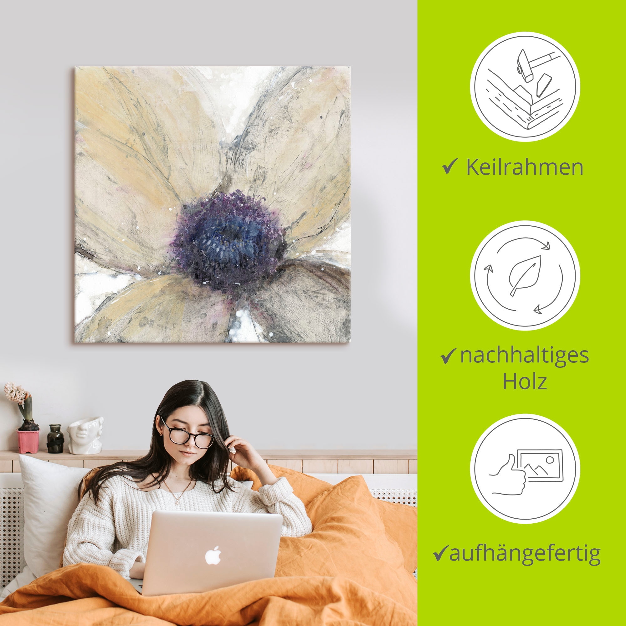 Artland Leinwandbild »Blumenfluss I« Blumen 1 Stk. tlg. auf Holzrahmen gespannt