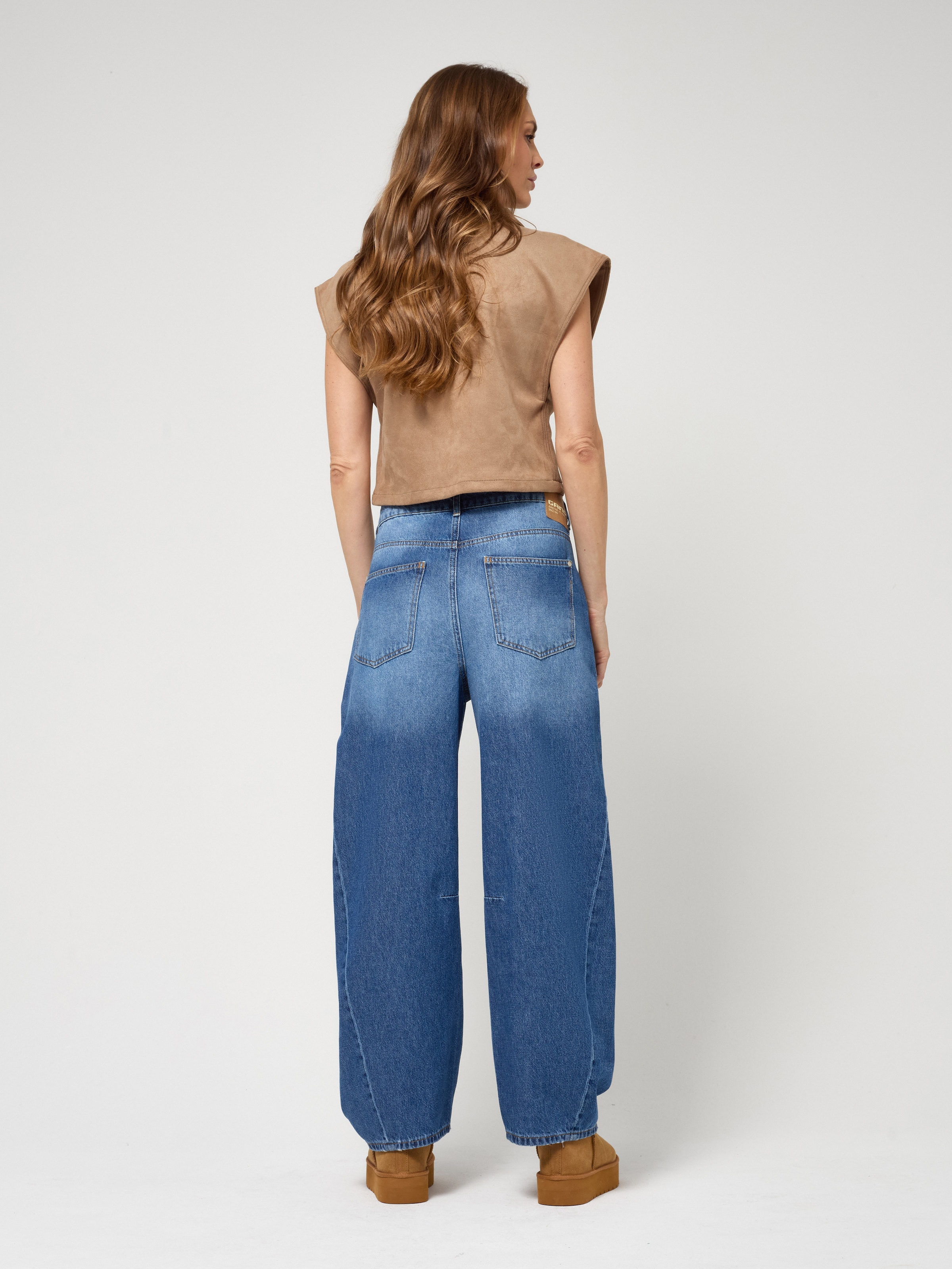 GANG Loose-fit-Jeans »94SARINA SEAM« mit Teilungsnaht vorn und Denim Gürtel zum Knöpfen