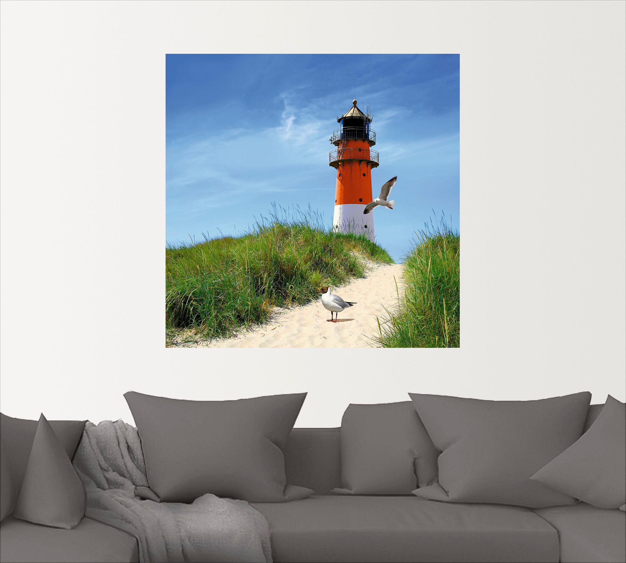 Artland Wandbild »Am Leuchtturm«, Gebäude, (1 St.), als Leinwandbild, Wandaufkleber in verschied. Grössen