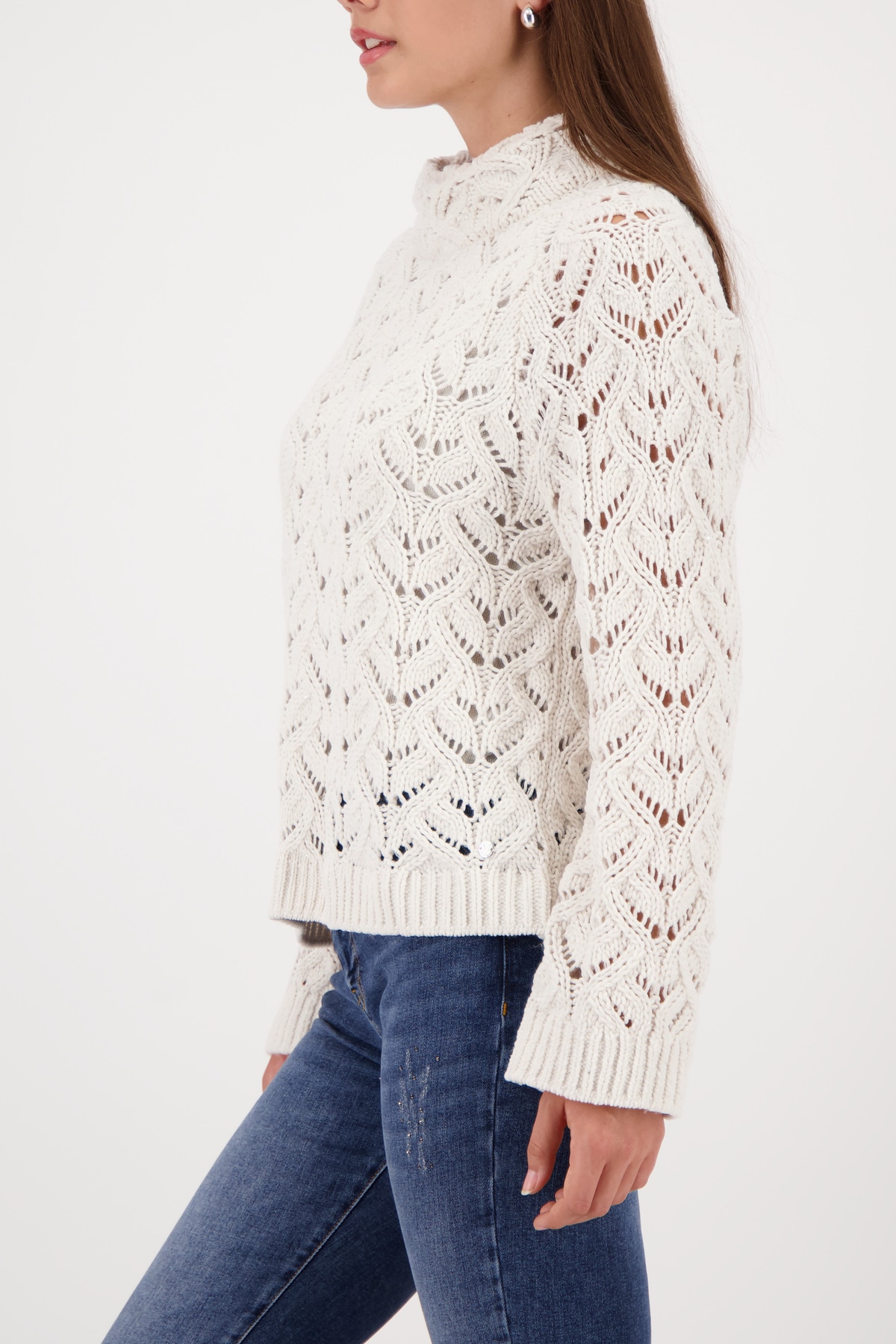 Monari Strickpullover »Pullover Chenille Ajour« Regular fit mit Rollkragen