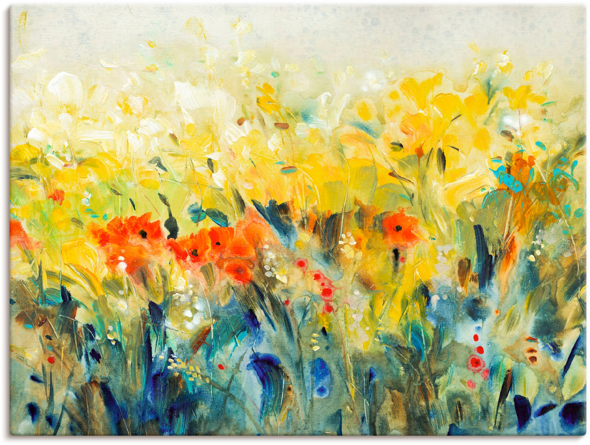 Image of Artland Leinwandbild "Schwingende Blumen II" Blumenwiese 1 Stk. tlg. auf Holzrahmen gespannt