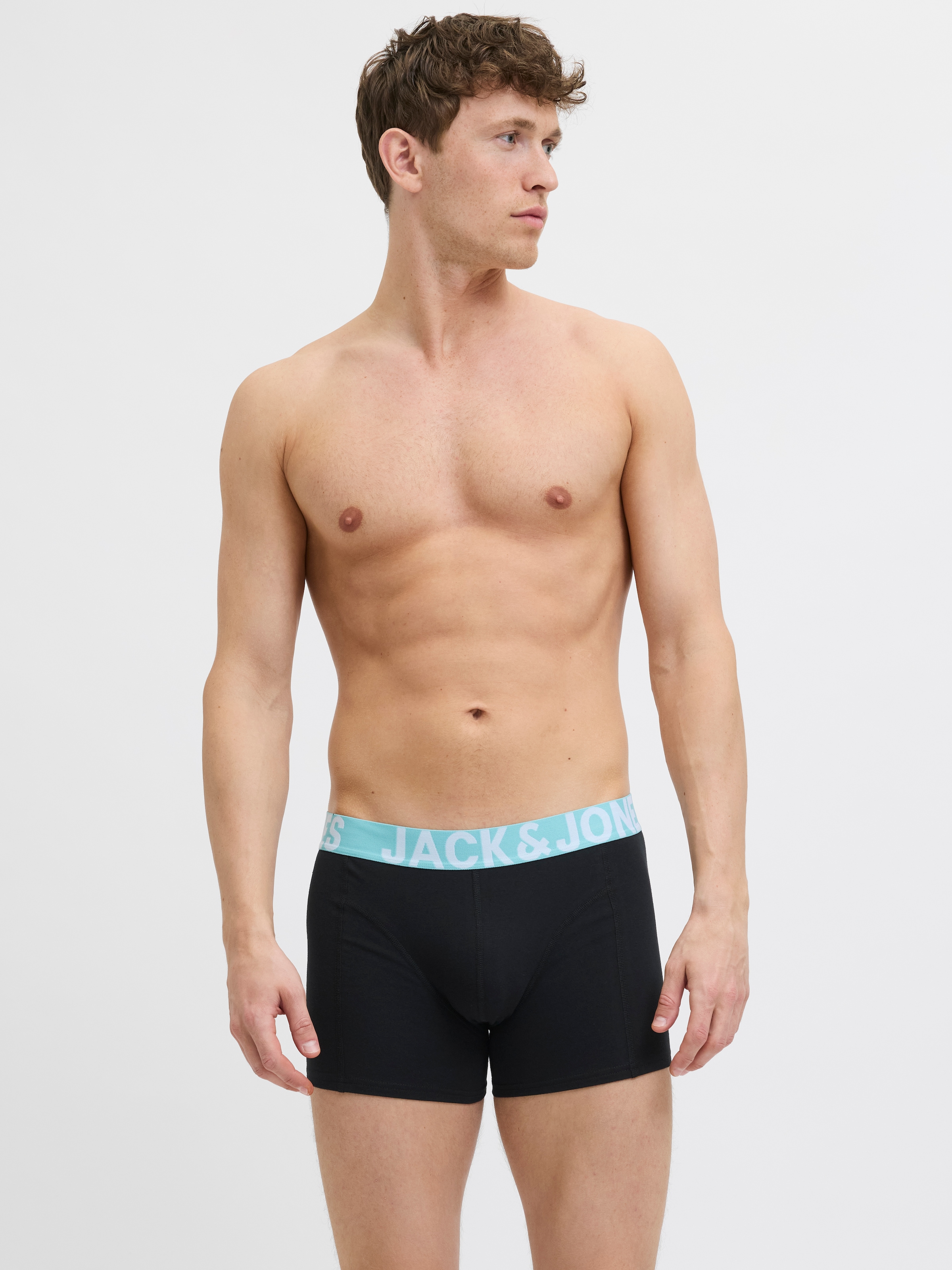 Jack & Jones Tronc »JACCONOR SOLID TRUNKS 3 PACK NOOS« Paquet, 3 cuis mélange de coton, ceinture élastique