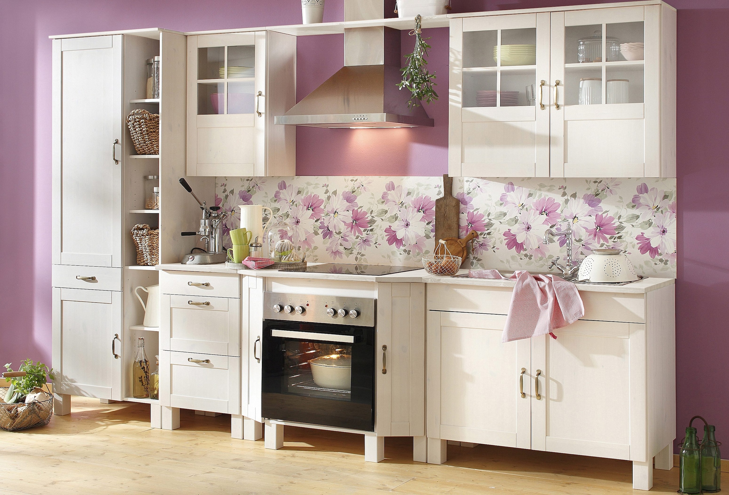 Home affaire Hochschrank »Alby«, Breite 75 cm, 2 Türen, 1 Schubkasten, 6 offene Fächer