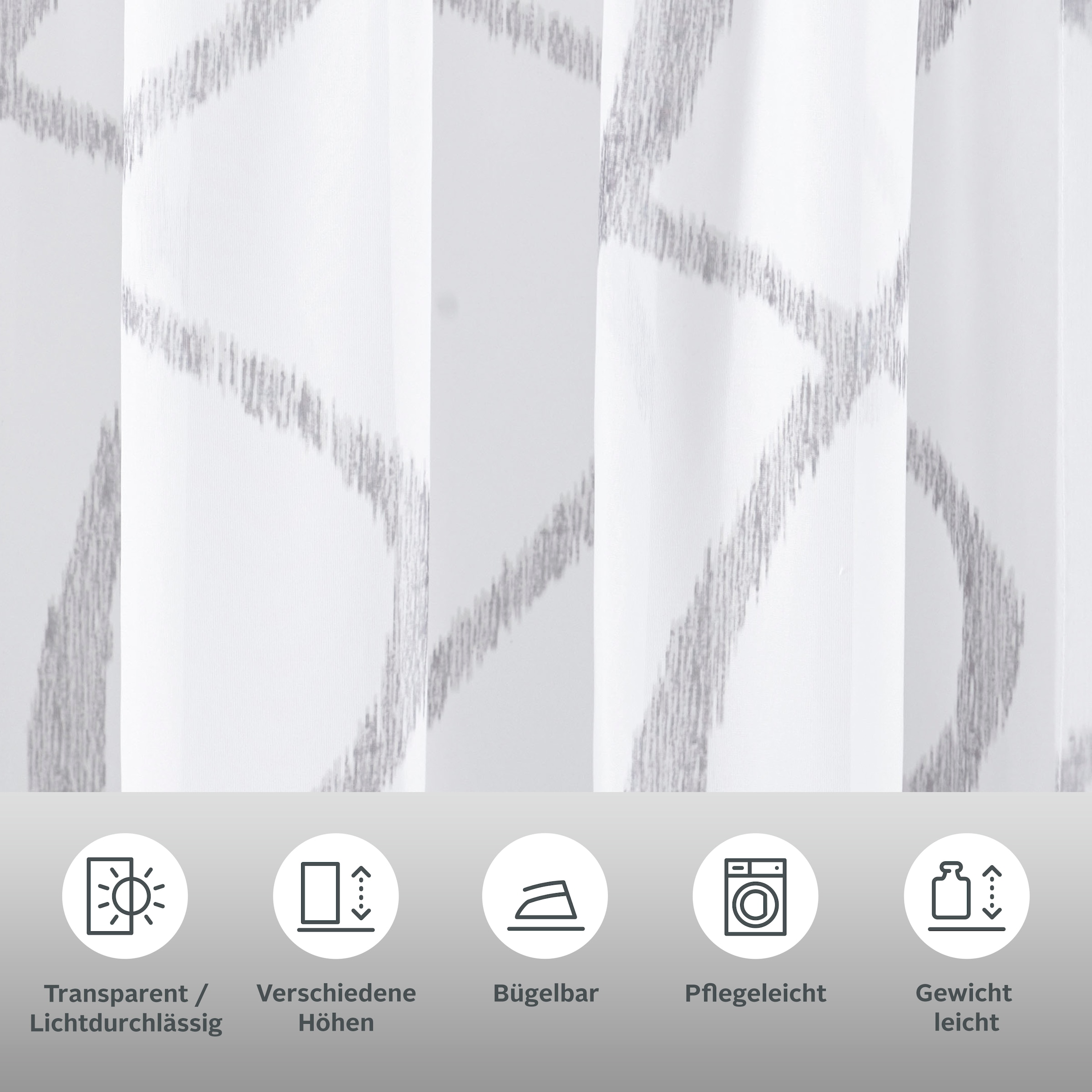 my home Gardine »Bene« Kräuselband 1 Stk. tlg. Transparent, gemustert, glatt, verschiedene Grössen