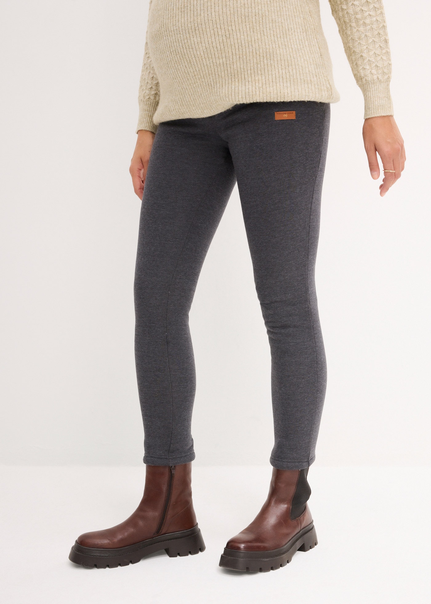 Image of bonprix Umstandsleggings mit hellem Teddyfleece gefüttert, Skinny Fit, mit breitem Jerseybund