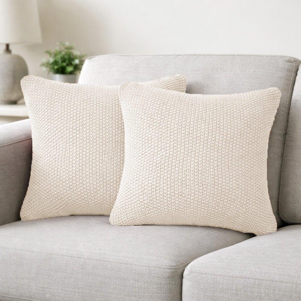 GOODproduct Dekokissen »Phelon, 2 Stk., 100% Baumwolle, Strick, ohne Füllung, Dekokissen« Vorderseite: Strickmuster, 100% Baumwolle, weich, uni