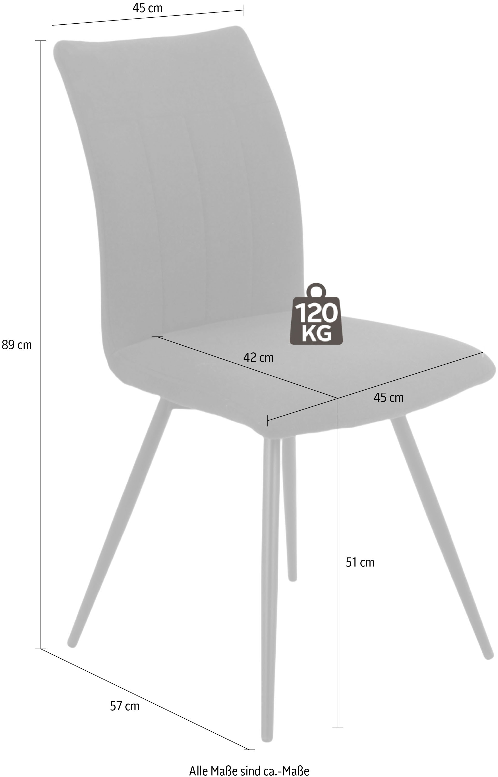 HELA Drehstuhl »Vierfussstuhl RIO«, (Set), 2 St., Webstoff, Esszimmerstuhl, 360° drehbar, gepolstert, Webstoff, 120kg belastbar