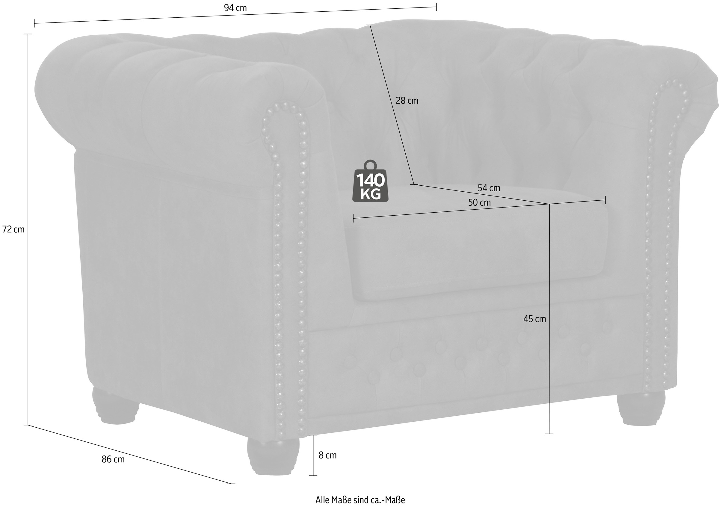 Home affaire Chesterfield-Sessel »Rysum Sessel«, passend zur Serie "Rysum" B/T/H: 94/86/72 cm
