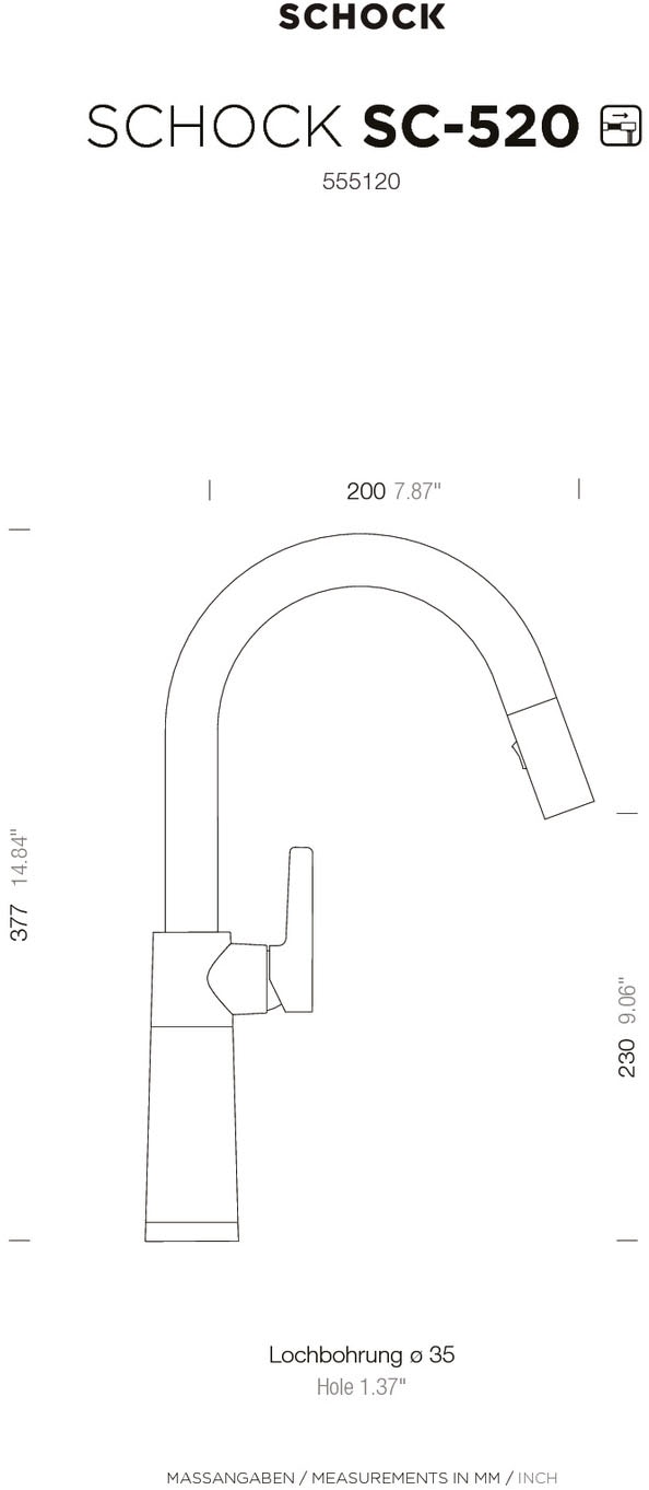Schock Küchenarmatur »SC520« ausziehbar, Strahl-Brause, Rückflussverhinderer, Schwenkbereich 120°
