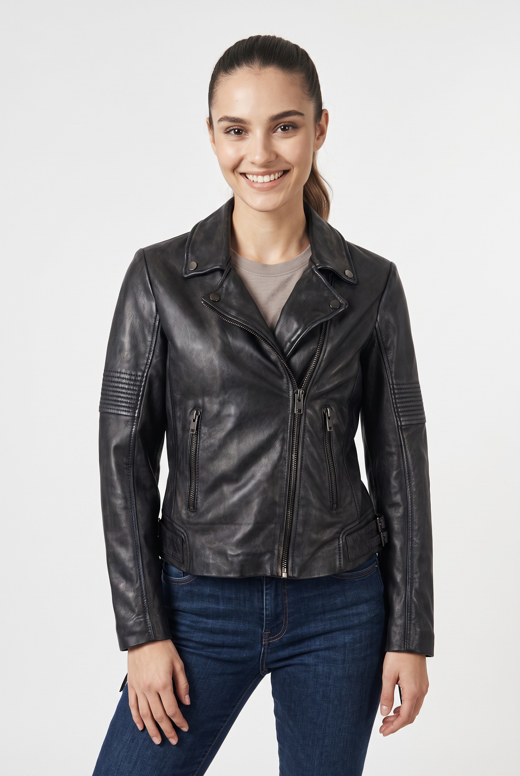 Image of Mauritius Lederjacke "MWJuna SF" mit asymmetrischem Verschluss, Slim Fit