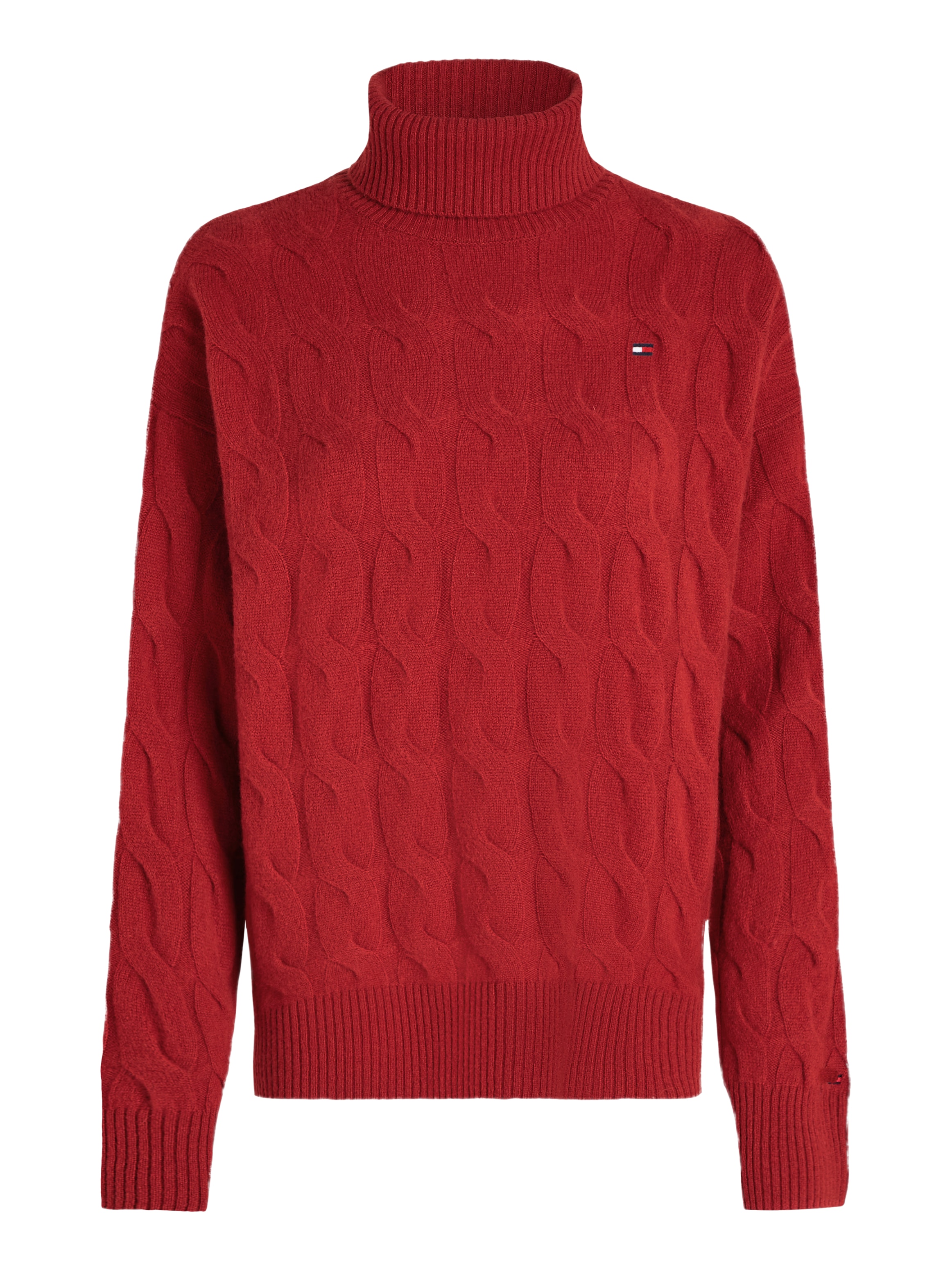 Tommy Hilfiger Curve Rollkragenpullover »CRV SOFT WOOL C Sweater«, in Grossen Grössen, mit Logostickerei am Ärmel, aus 100% Wolle