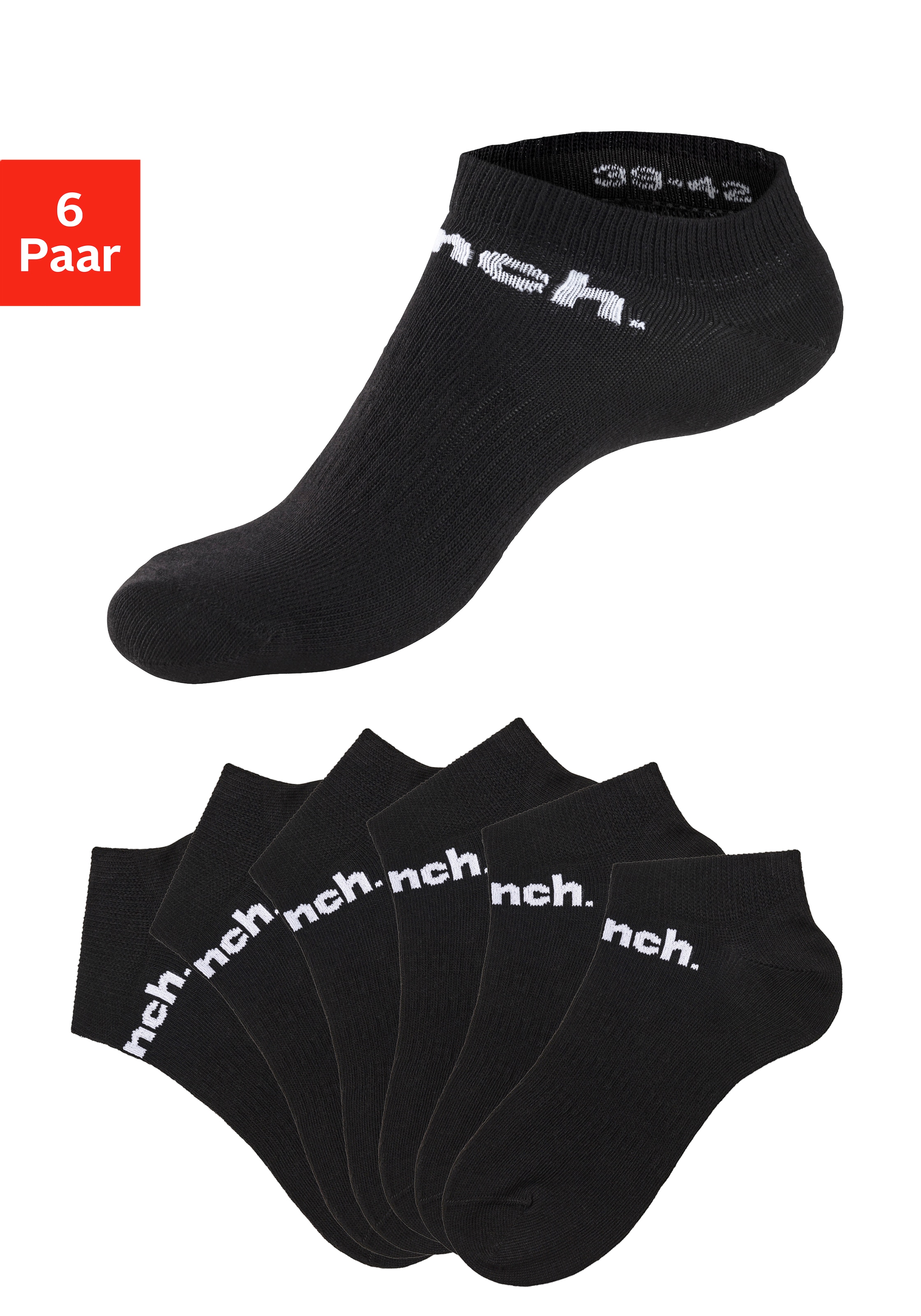 Image of Bench. Sportsocken Packung, 6 Stk. tlg. Sneakersocken mit klassischem Logoschriftzug