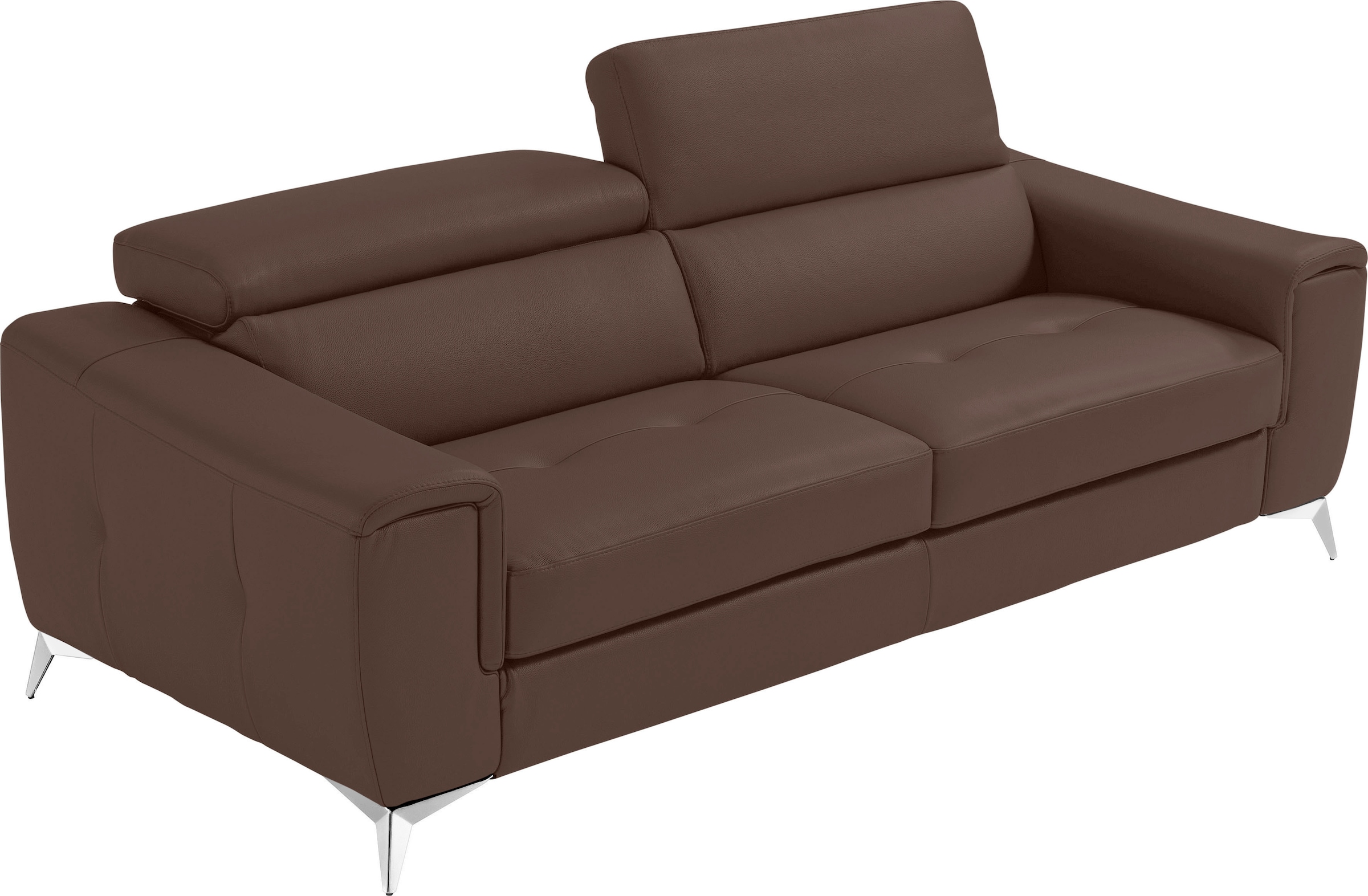 Image of Egoitaliano 2,5-Sitzer "Francine, Designsofa, Loungesofa, Breite 213 cm, Fussfarbe chrom" Designfuss, Leder BULL, chocolate