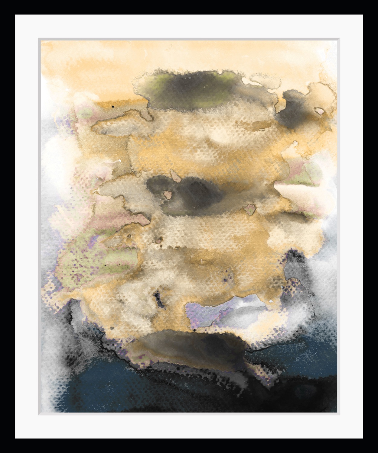 Image of queence Bild "Aquarell Kunstwerk" Abstrakt Figuren Gemälde Kunst HD Premium Poster-Druck inkl. Holzrahmen