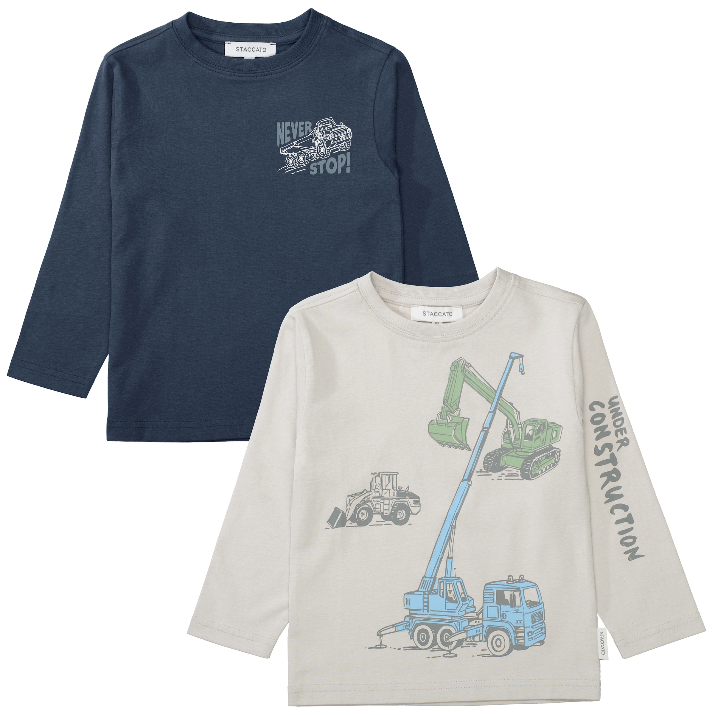 Image of STACCATO Langarmshirt 2 2er Pack, mit Kran-Bagger-Motiv, für Boys