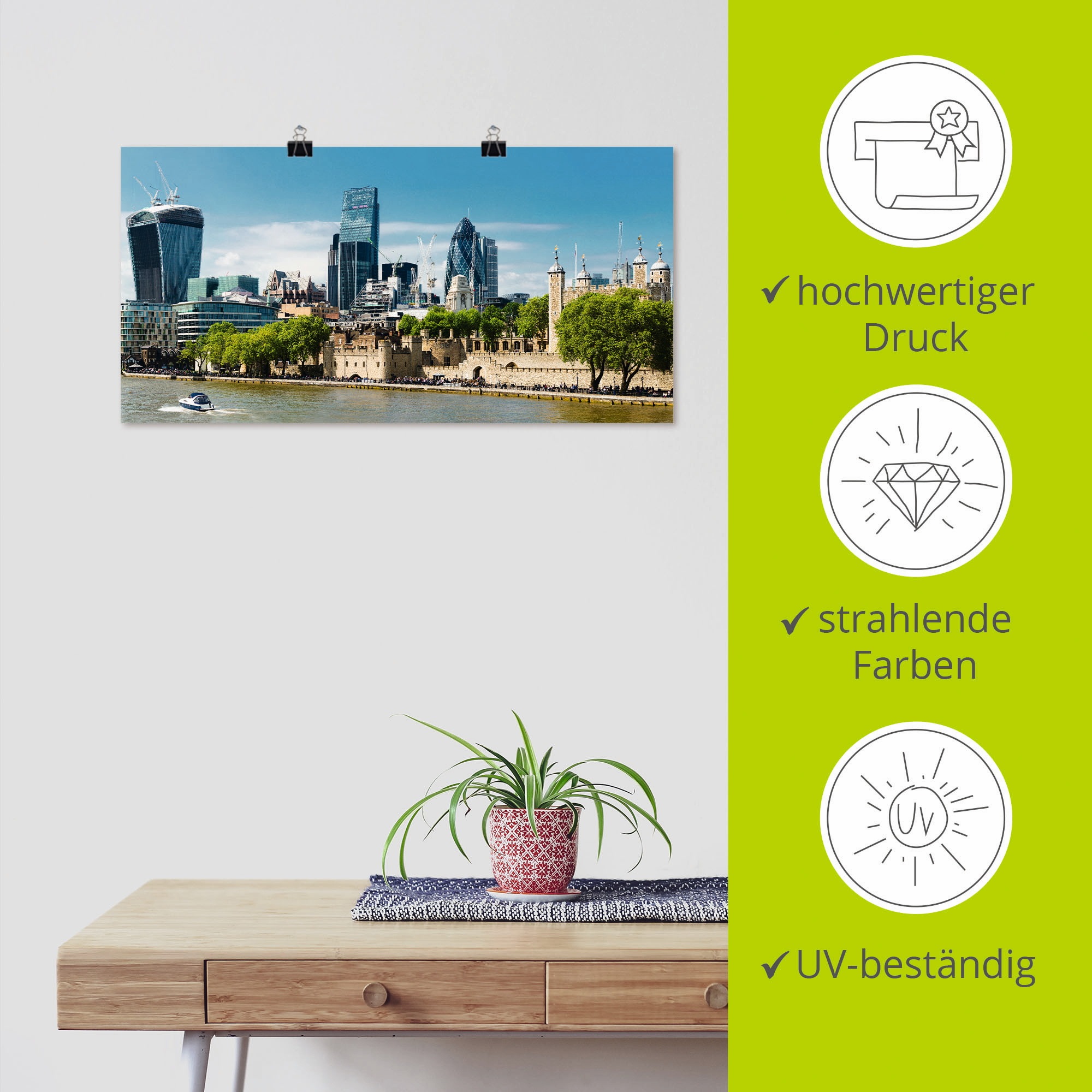 Artland Poster »London Finanzviertel«, Grossbritannien, (1 St.), als Alubild, Leinwandbild, Wandaufkleber oder Poster in versch. Grössen
