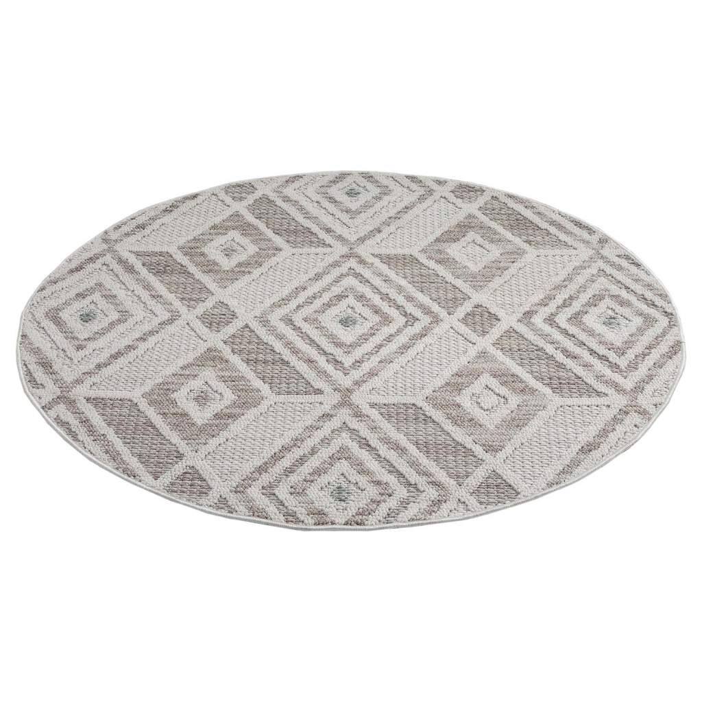 Carpet City Teppich »LINDO 8875«, rund, Kurzflor, Hochtief-Muster/ 3D-Effekt, Boho-Stil, Wohnzimmer