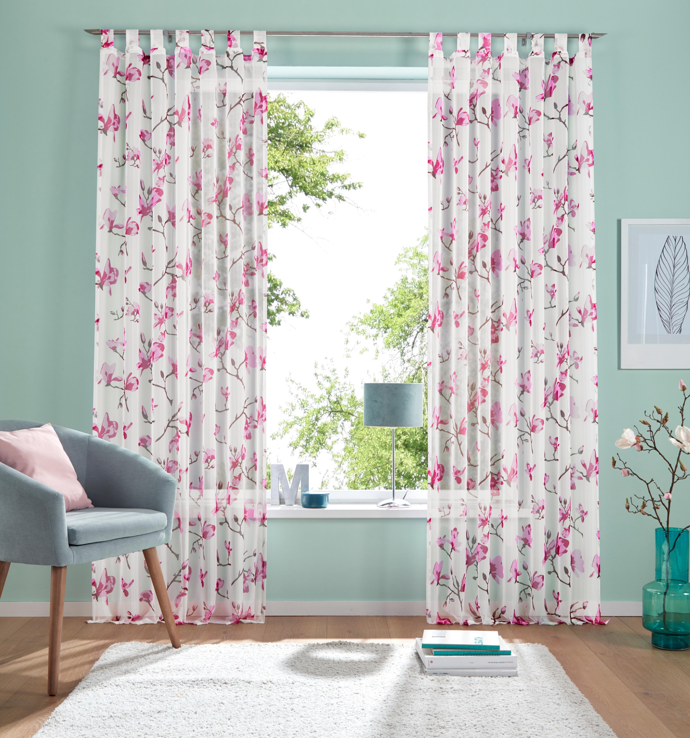 Gardine »Orchidee«, (1 St.), Transparent, Voile, Polyester