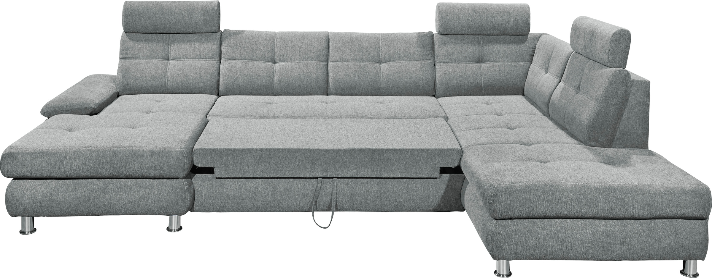 ED EXCITING DESIGN Wohnlandschaft »Alba U-Form«, mit Bettfunktion, Bettkasten, Armteilverstellung & Kopfstützen