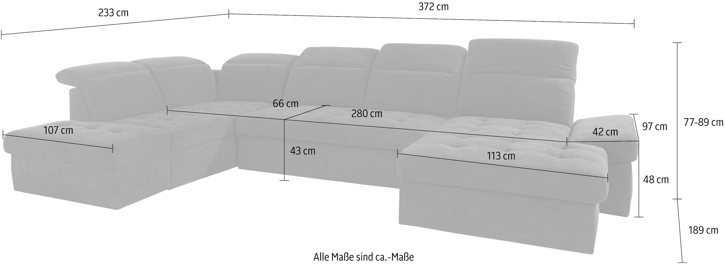 sit&more Wohnlandschaft »Stardust U-Form«, inklusive Kopfteilverstellung und Armlehnenfunktion