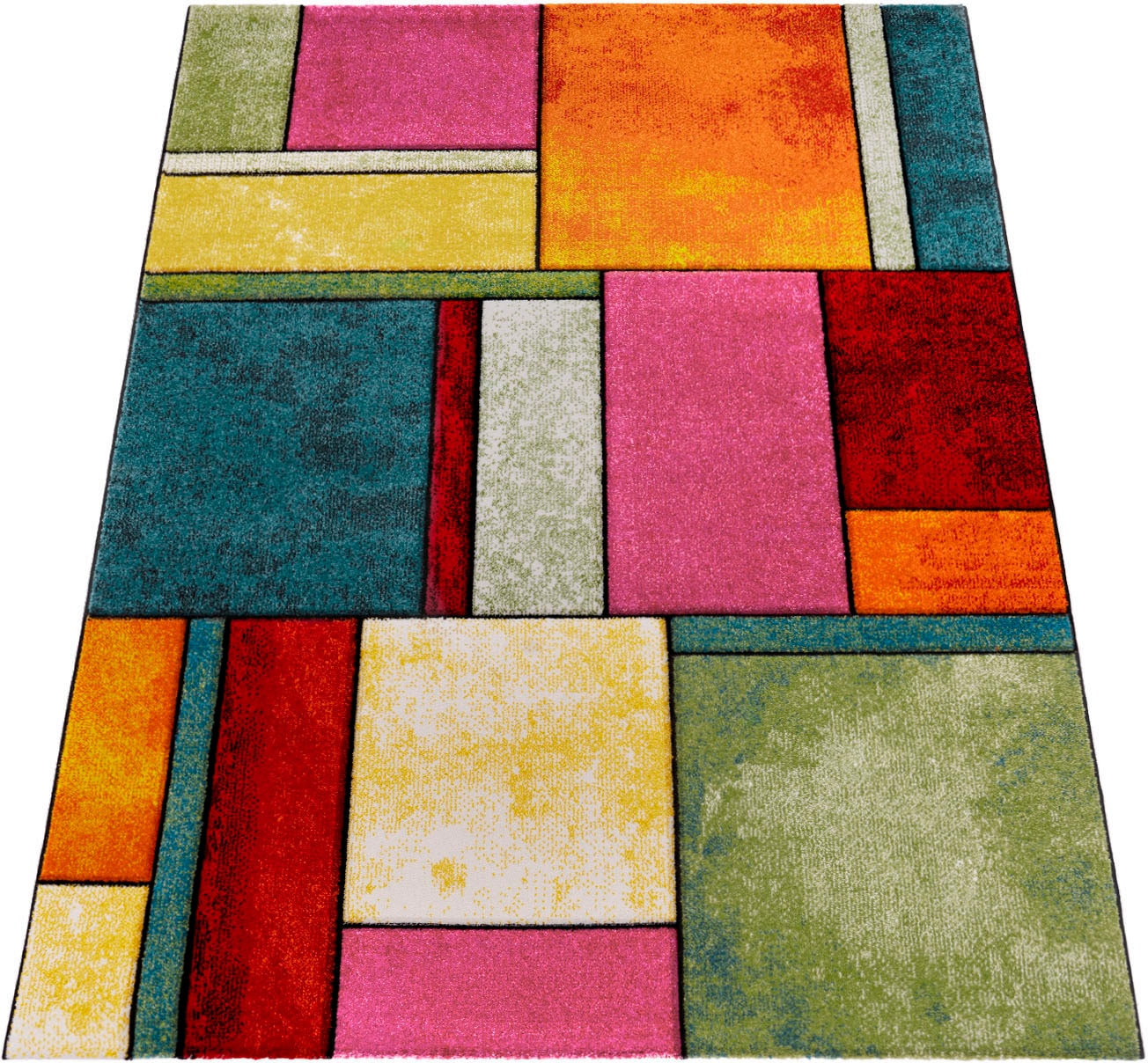 Image of Paco Home Teppich "Brilliance 661" rechteckig 18 mm Höhe Kurzflor, modernes 3D-Patchwork Design