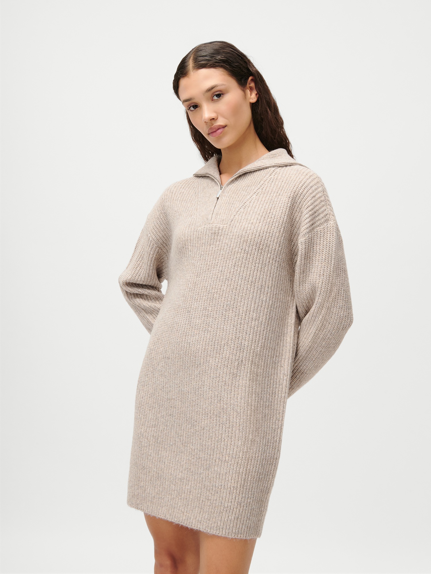 Image of LeGer Strickkleid "Noelia, LeGer by Lena Gercke" Stehkragen mit Reissverschluss, Grobstrick