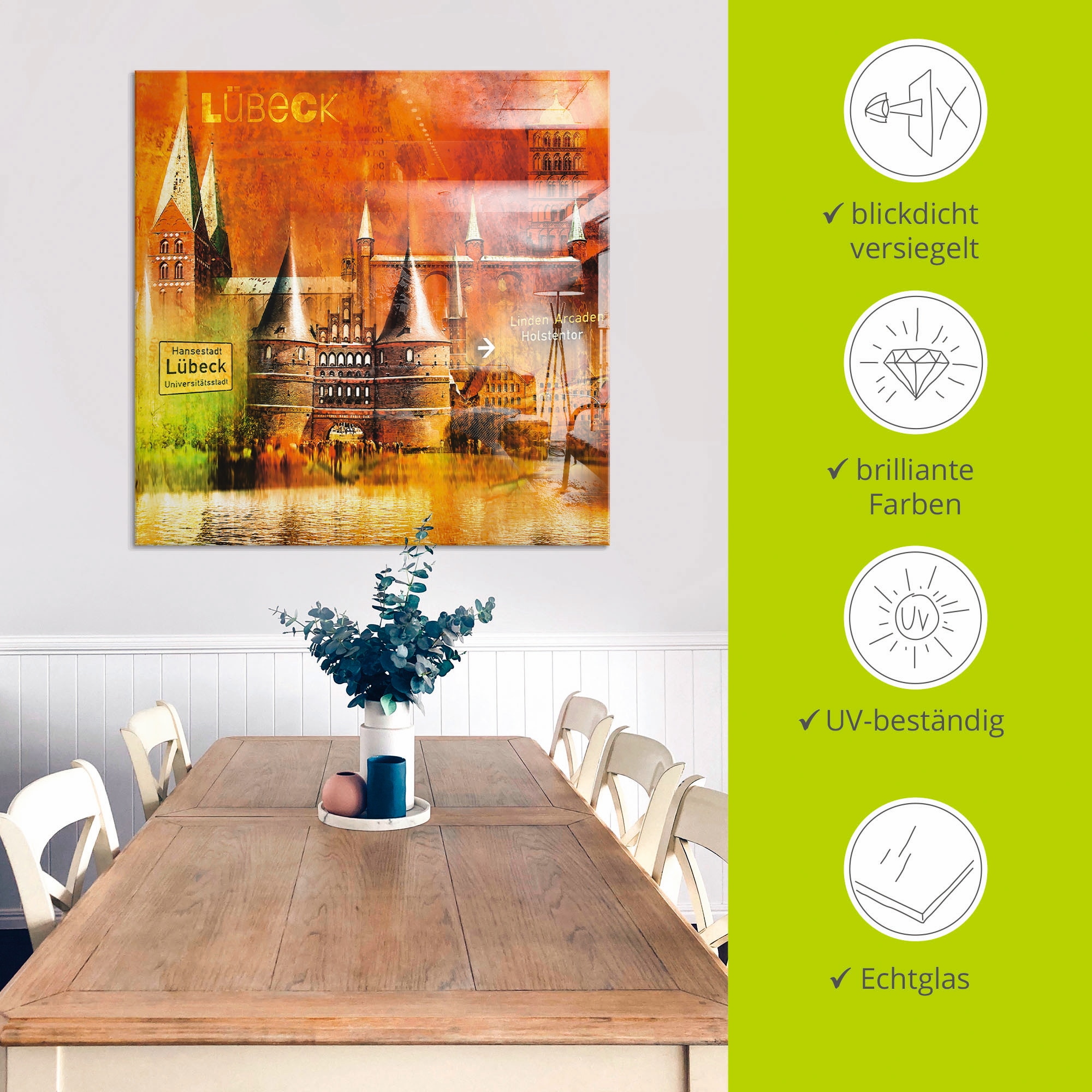 Artland »Lübeck Hansestadt Collage 04« Architektonische Elemente 1 Stk. tlg. in verschiedenen Grössen