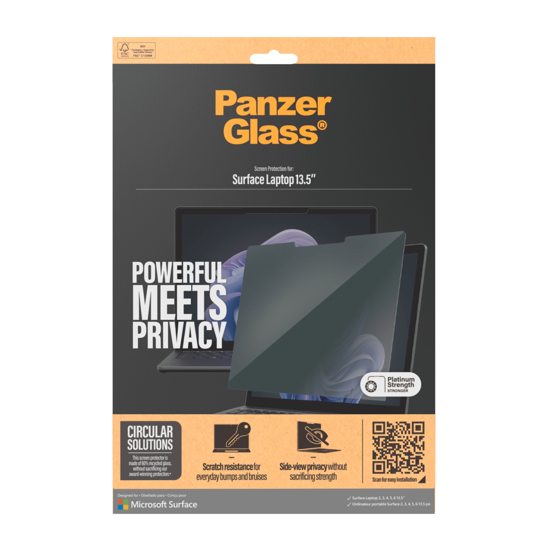 CARE by PanzerGlass Film de protection d'écran »Privacy Filter Screen Protector« für Microsoft Laptop 13,5 2nd/3rd/4th/5th/6th Edition Displayschutz, Schutzfolie, Blickschutz, kratz- & stossfest