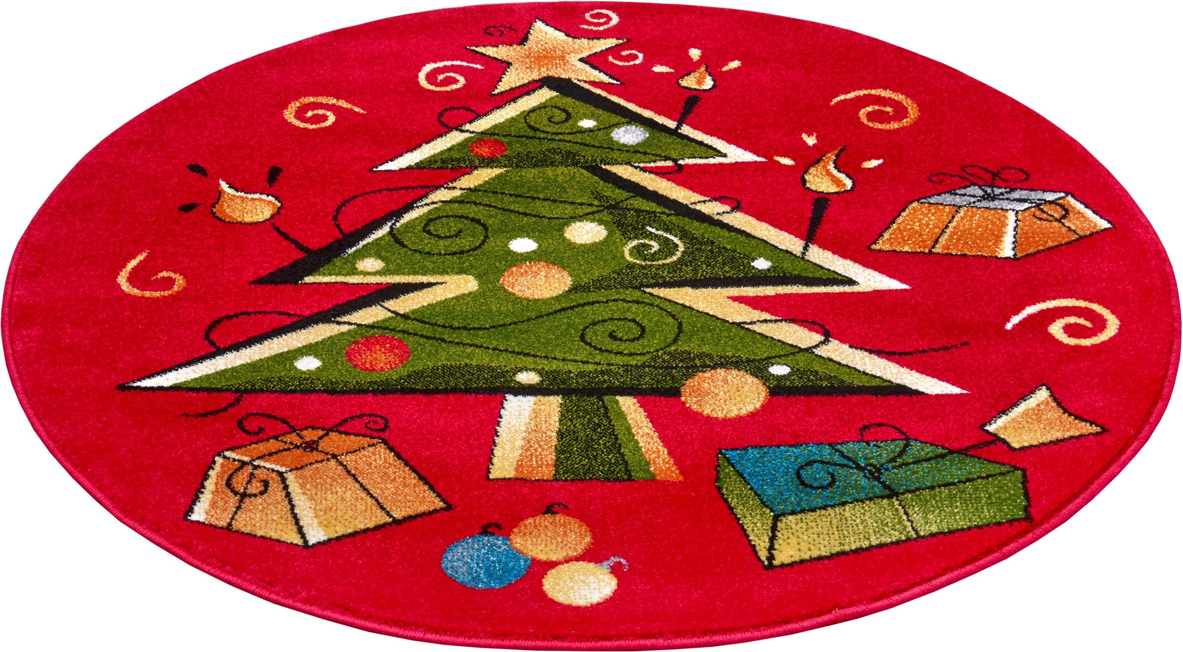 Image of HANSE Home Teppich »Christmas Tree«, rund, 9 mm Höhe, Weicher Flor, Farbenfrohes Design, Kinderzimmer, Spielunterlage, Festlich, strapazierfähig, pflegeleicht bei Ackermann Versand Schweiz