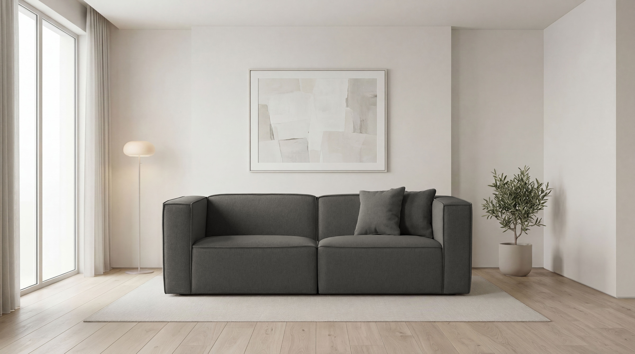 GOODproduct 3-places »Tammie« largeur 222 cm, tissu sergé fin, longueur jusqu'au sol, avec suspension ondulée