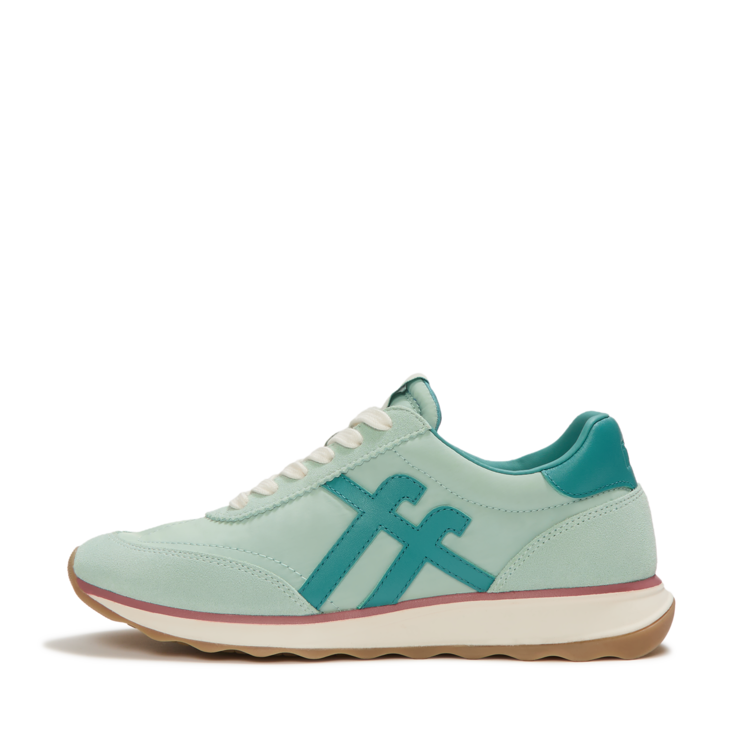 Image of Fitflop Keilsneaker "RETRO-Q FF FABRIC/SUEDE SNEAKERS" Schnürschuh, Freizeitschuh, Halbschuh mit Kontrastbesatz
