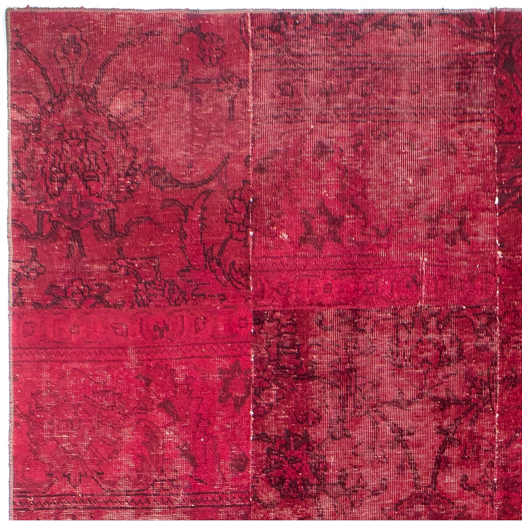 morgenland Teppich »Patchwork - 297 x 200 cm - rot«, rechteckig, Wohnzimmer, Handgeknüpft, Einzelstück mit Zertifikat