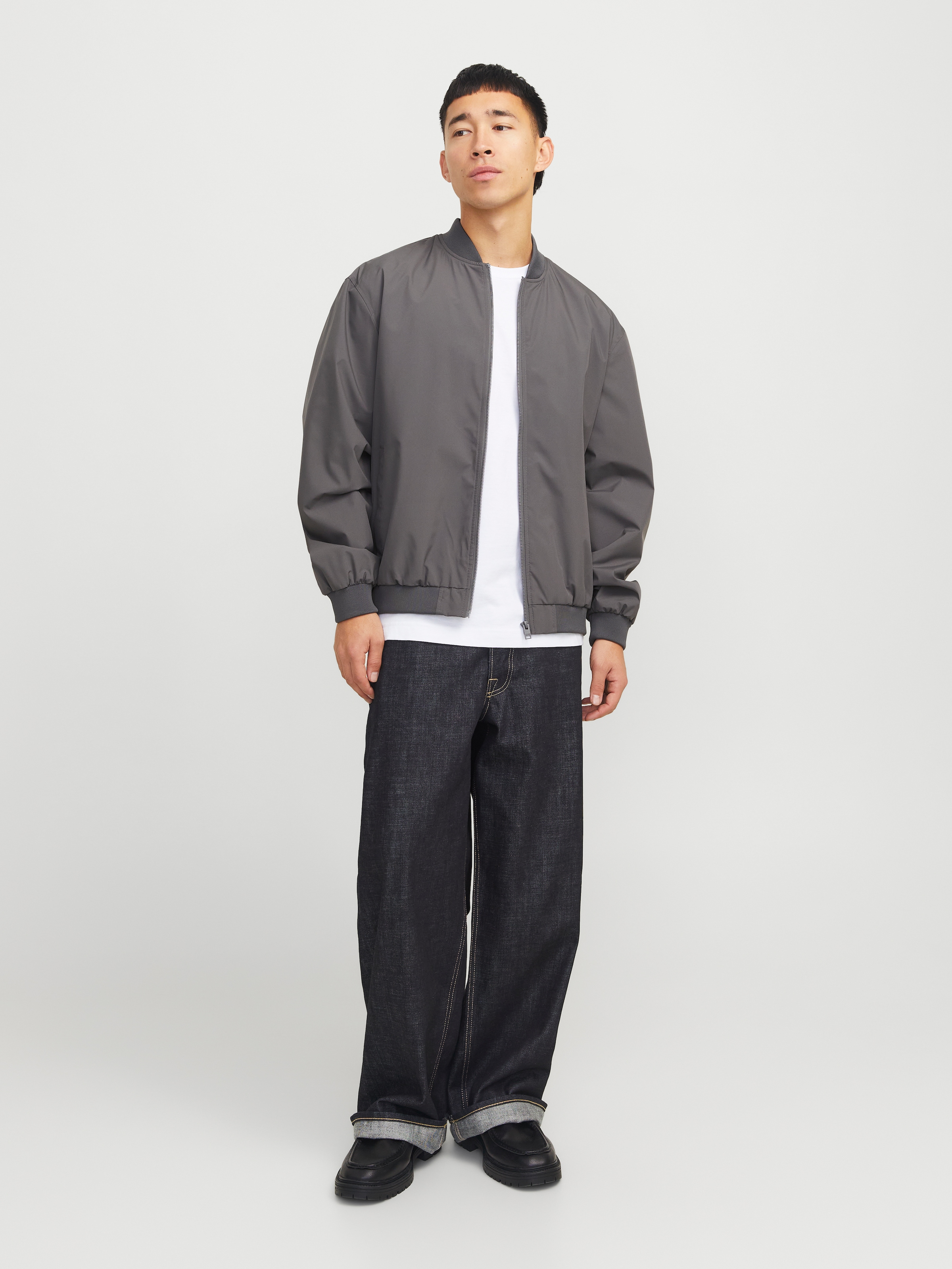 Jack & Jones Veste bomber »JJECHARGE BOMBER JACKET NOOS« sans capuche avec bord-côte côtelé