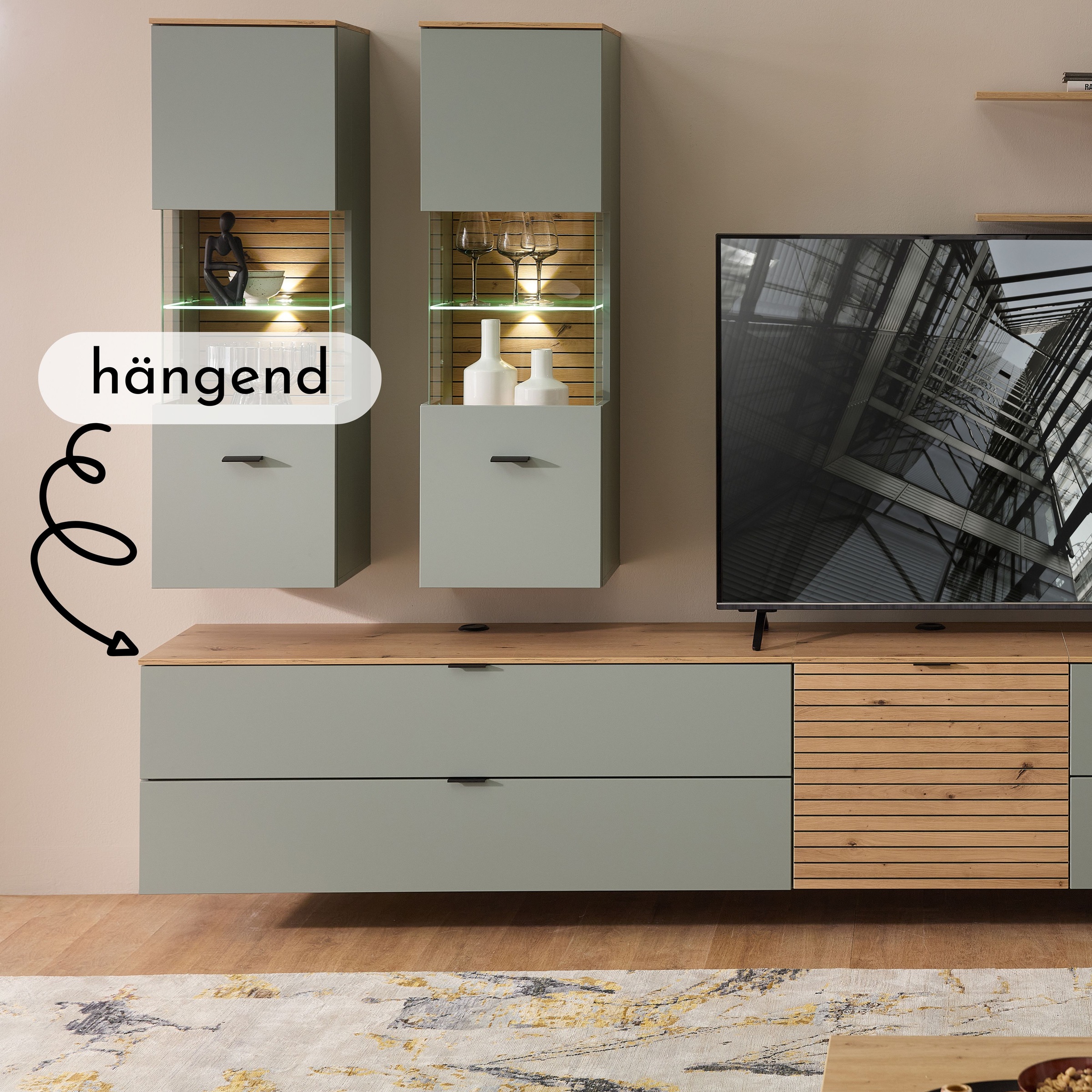 Innostyle Meuble TV »INA TV-Lowboard, 140 x 51 x 44 cm (B/H/T)« 1 cuis tlg. utilisable debout/suspendu, clapet, tiroir, softclose