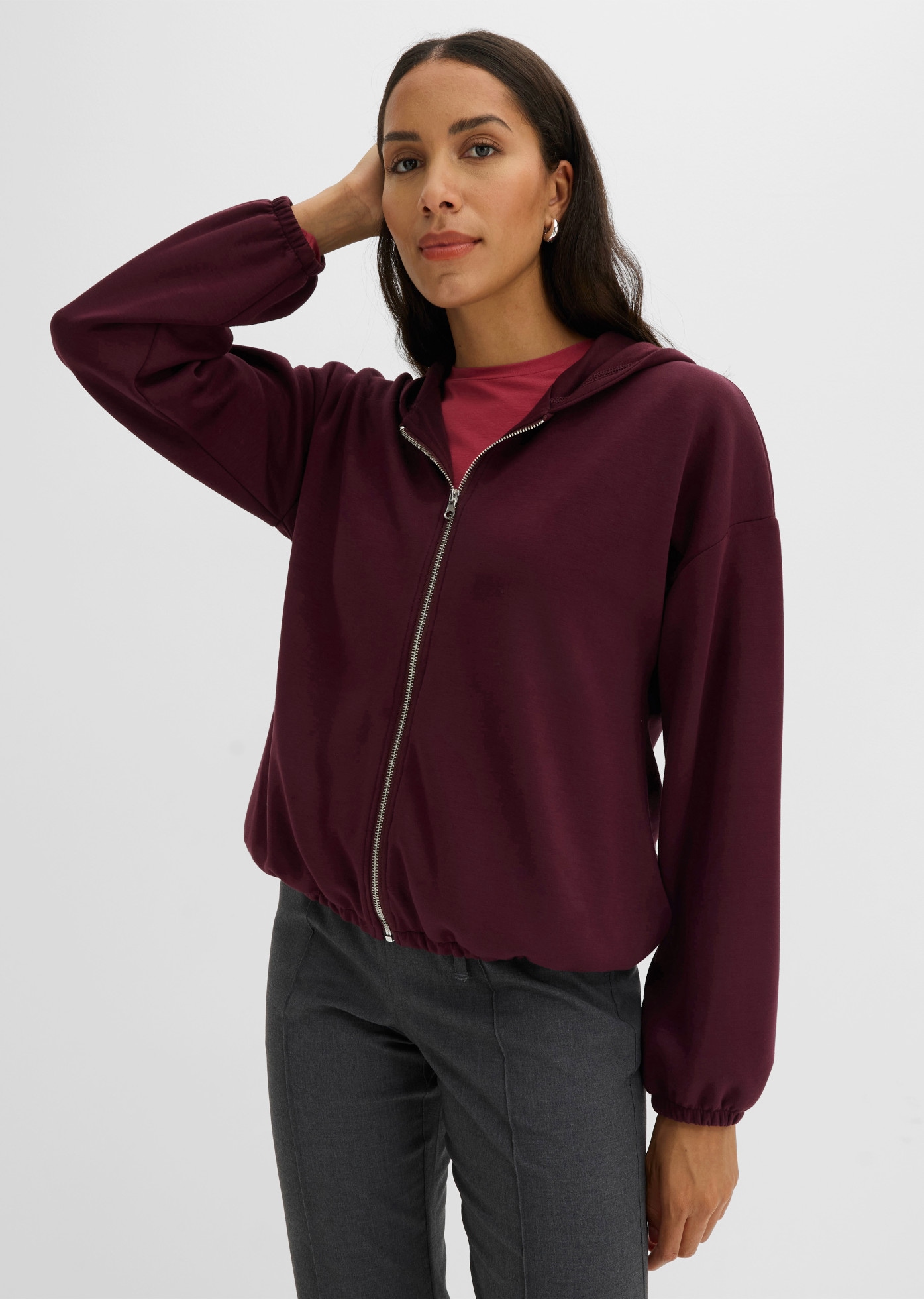 Image of bonprix Kapuzensweatjacke Loose Fit, mit Ballonsaum