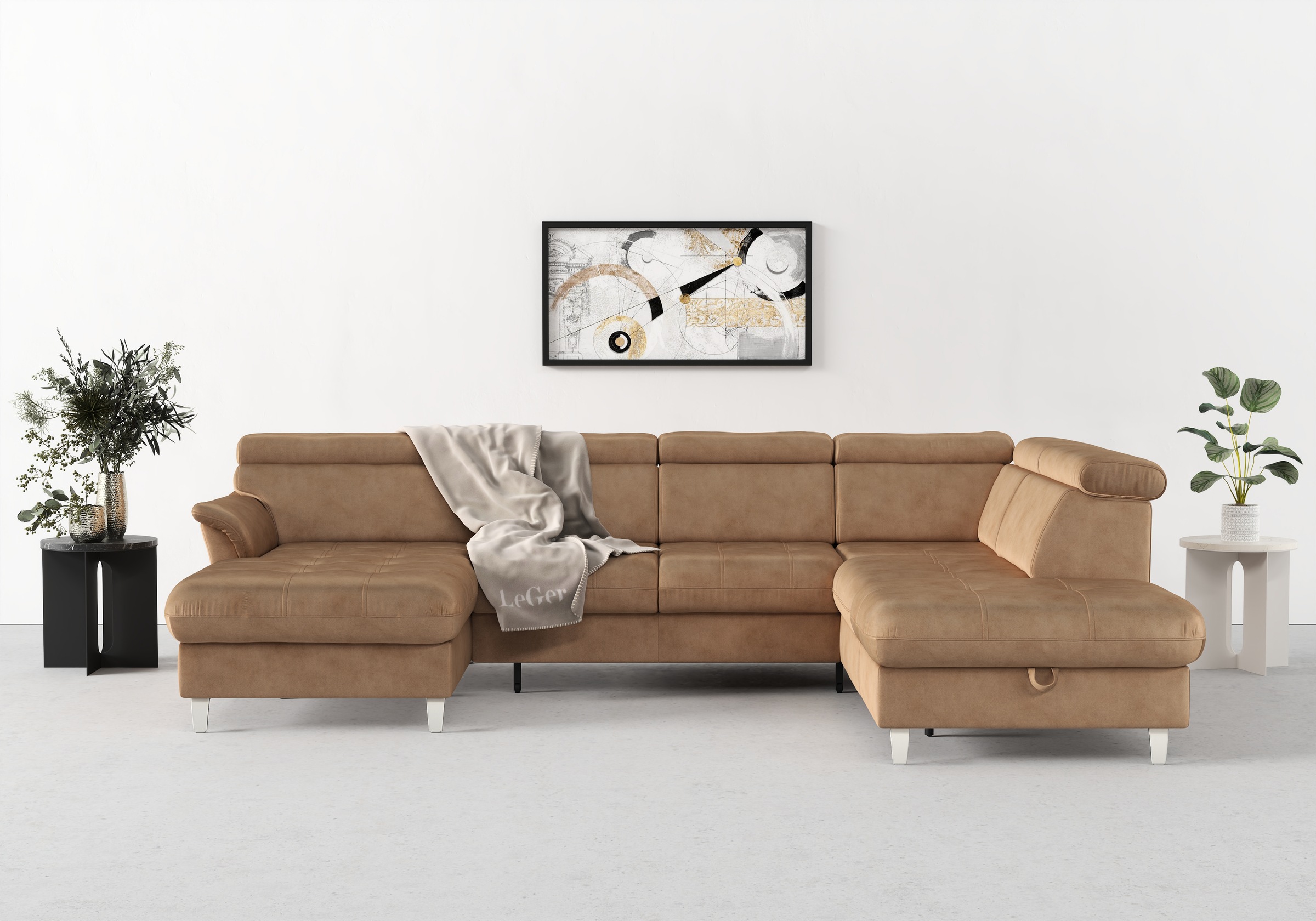Image of sit&more Wohnlandschaft "Marano U-Form" inklusive Kopfteilverstellung, wahlweise mit Bettfunktion, Bettkasten