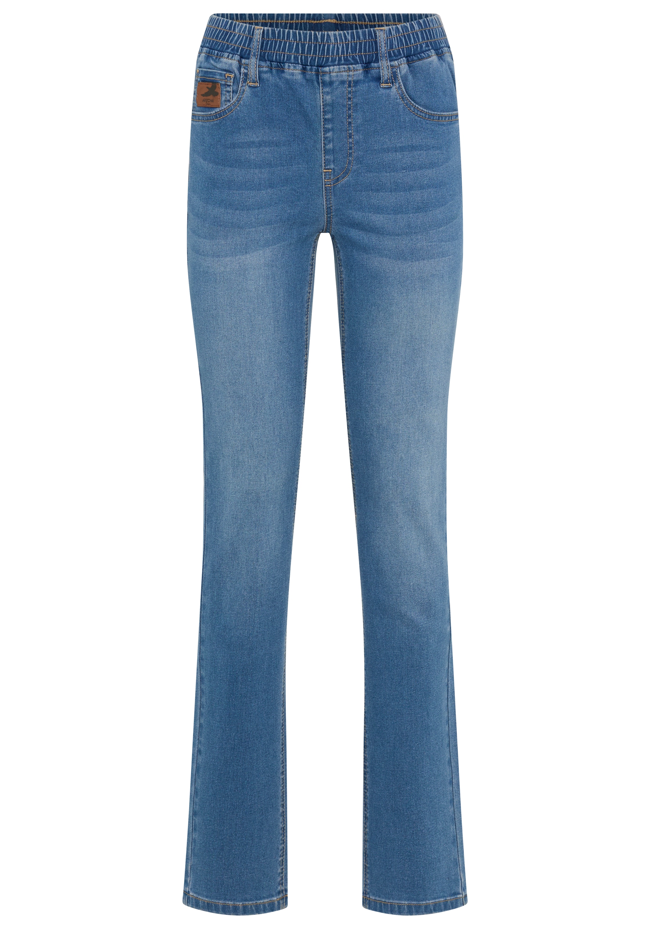Arizona Jeans Relax-fit »mit Schlupfbund« à jambe large, en denim/jean élastique