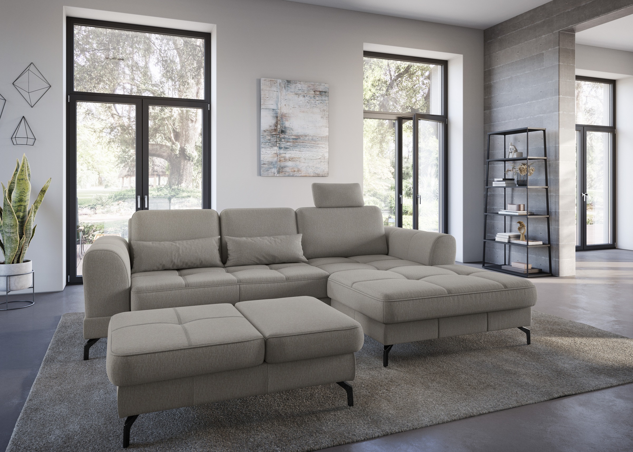 sit&more Ecksofa »Bendigo L-Form«, inklusive Sitztiefenverstellung, Bodenfreiheit 12 cm, in 2 Fussfarben