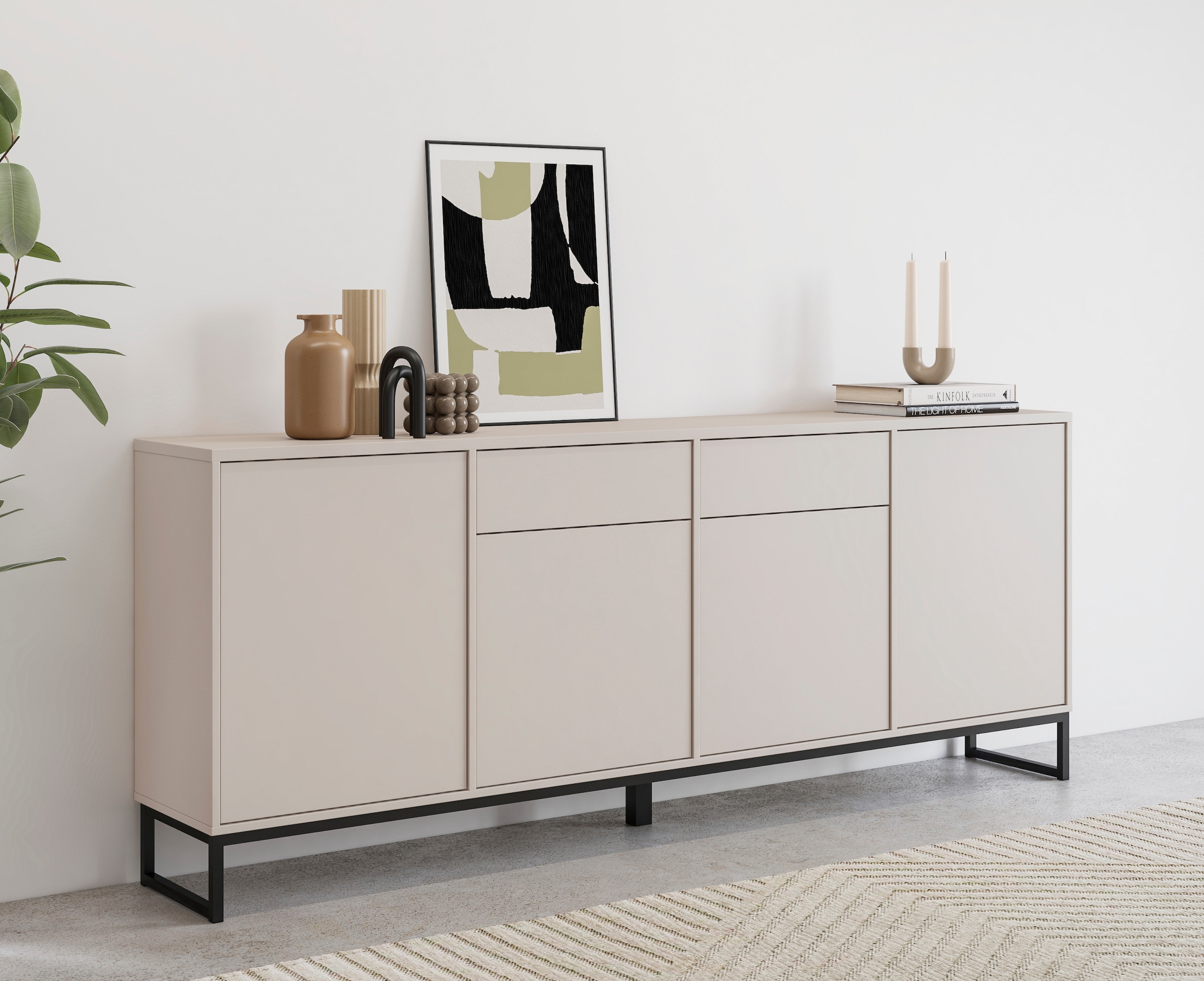 Image of Home affaire Sideboard "Alto, Breite 208,5 cm, grifflose Kommode 4 Türen/2 Schubkästen." Schubladenschrank mit viel Stauraum, Einlegeböden verstellbar