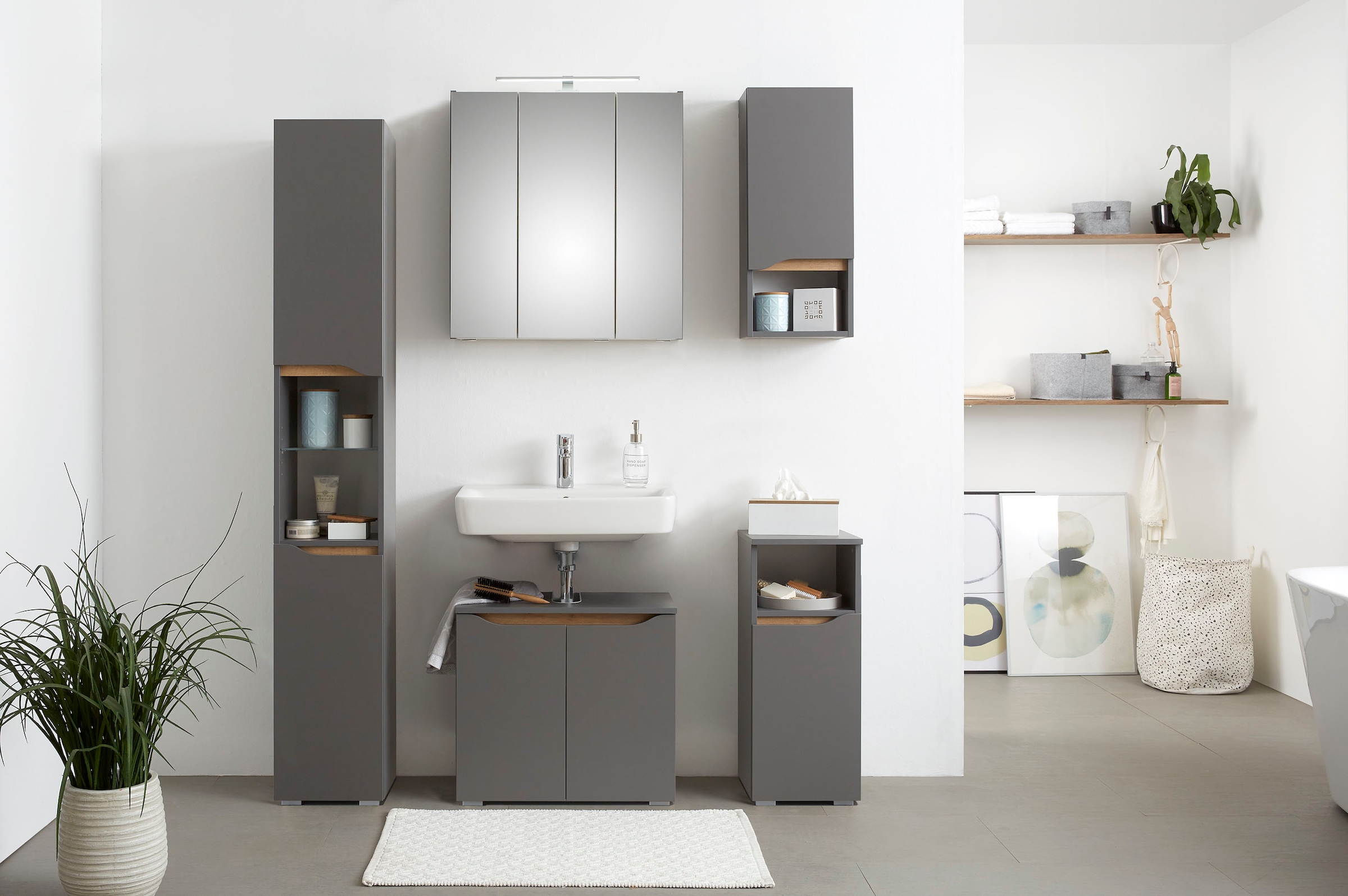 Saphir Armoire sous lavabo »Quickset Unterbeckenschrank, 60 cm breit, 2 Türen« meuble sous-lavabo avec découpe siphon, sans lavabo, sans poignées