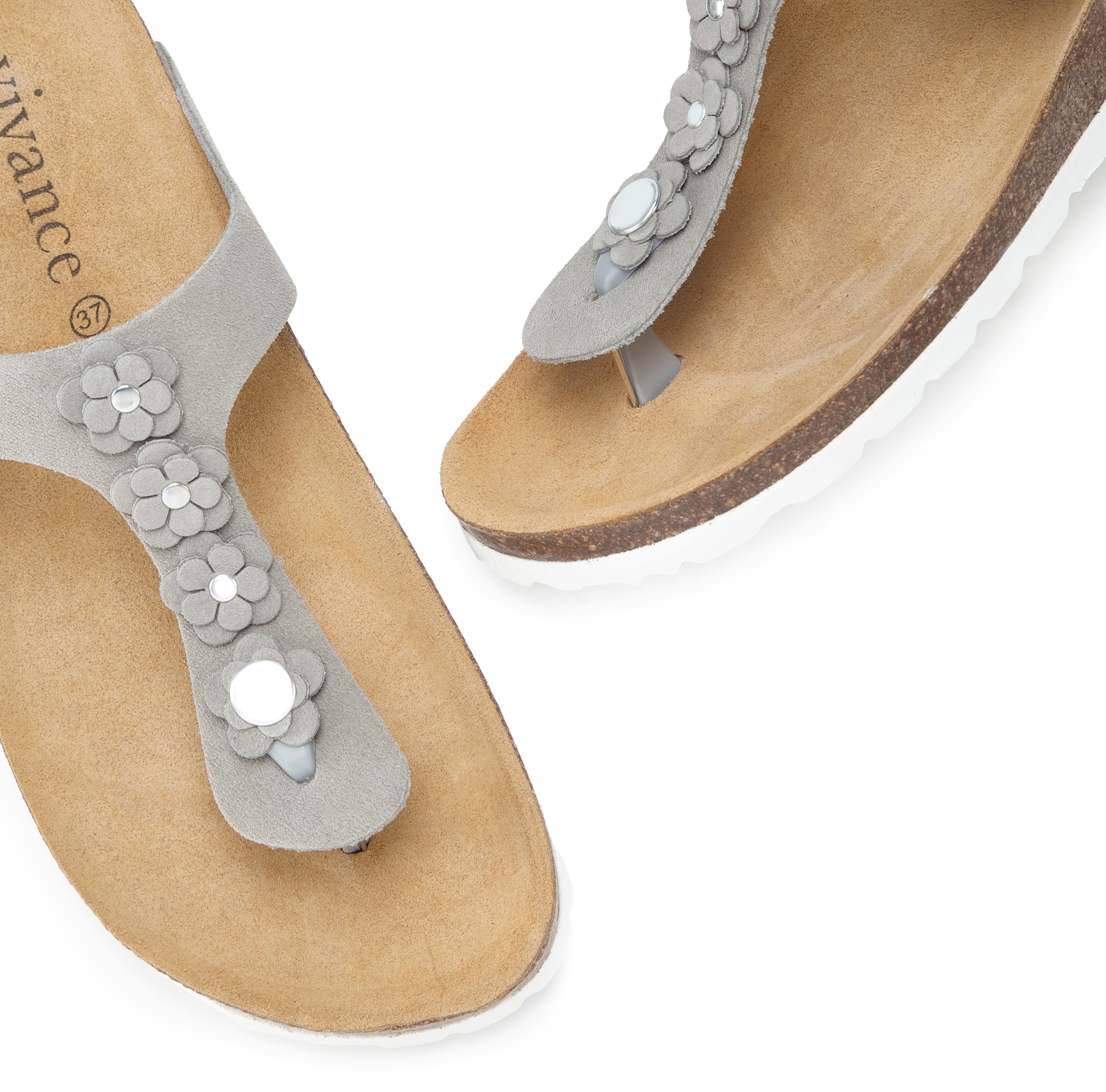 Vivance Pantolette »Mule, Sandale, offener Schuh, Sommerschuh,«  NEU aus Leder mit Korkfussbett und Blüten-Applikation