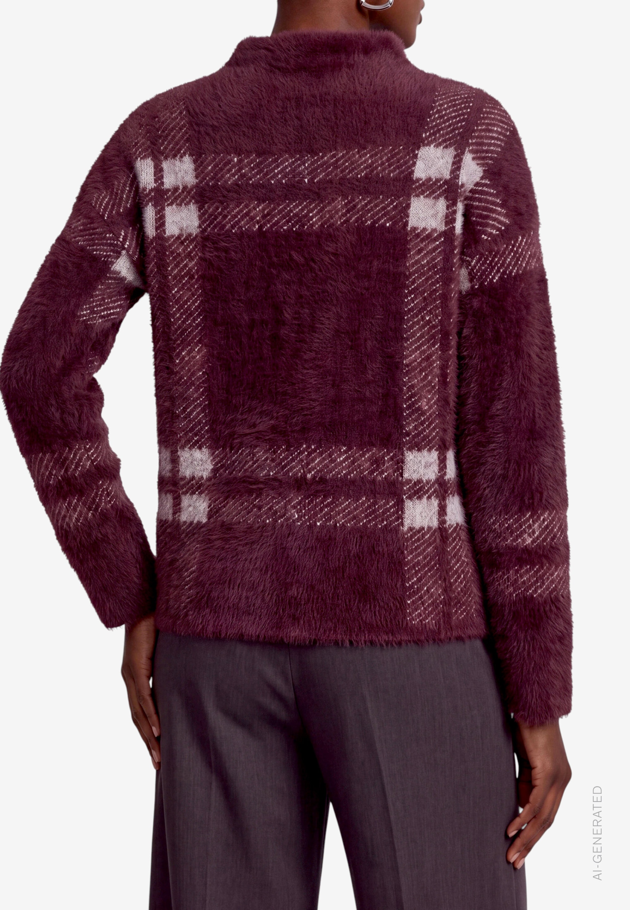 Zero Strickpullover Pullover kariert mit Stehkragen