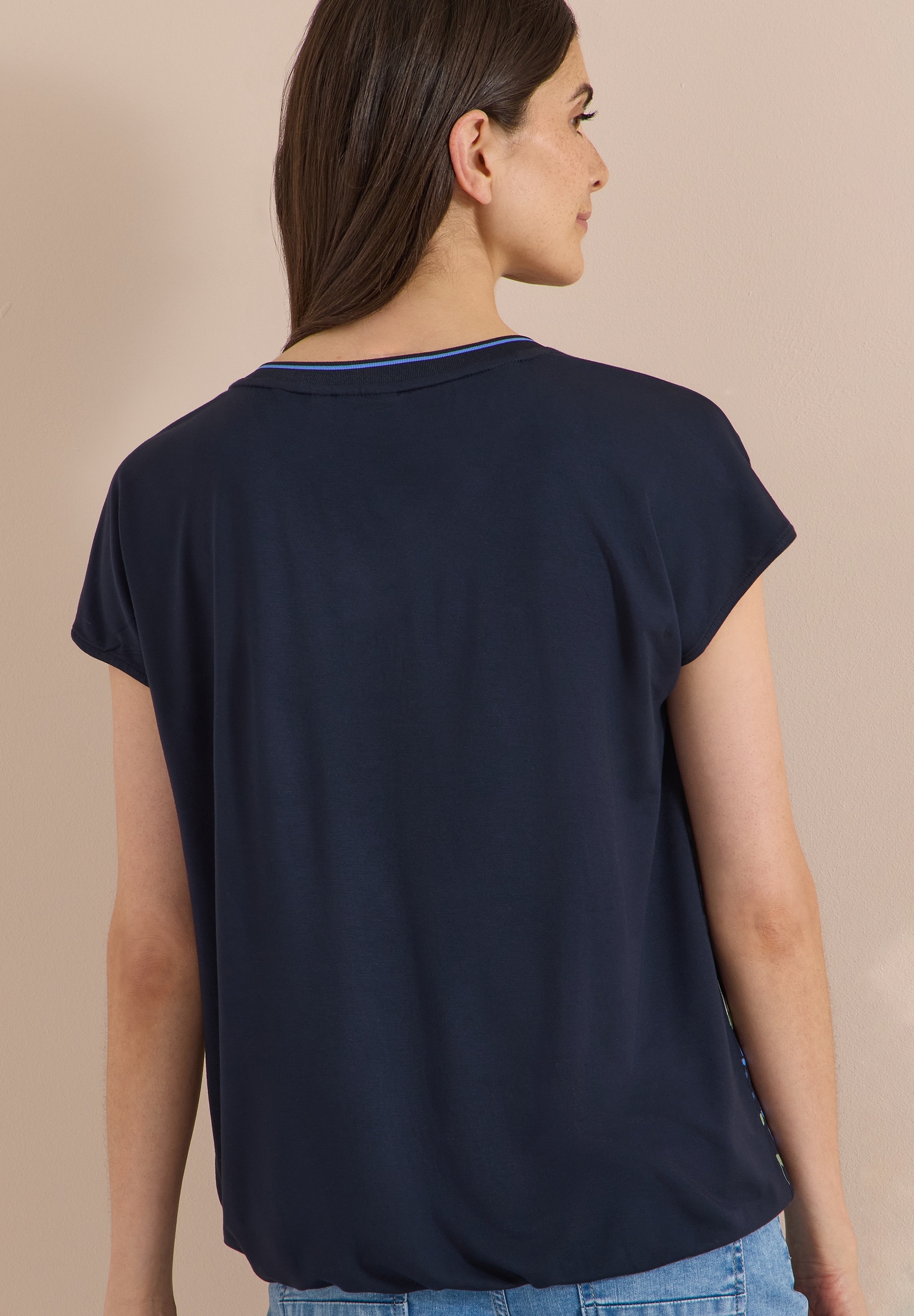 Cecil Top chemisier Blouse d'été, ourlet élastique, devant imprimé, dos uni