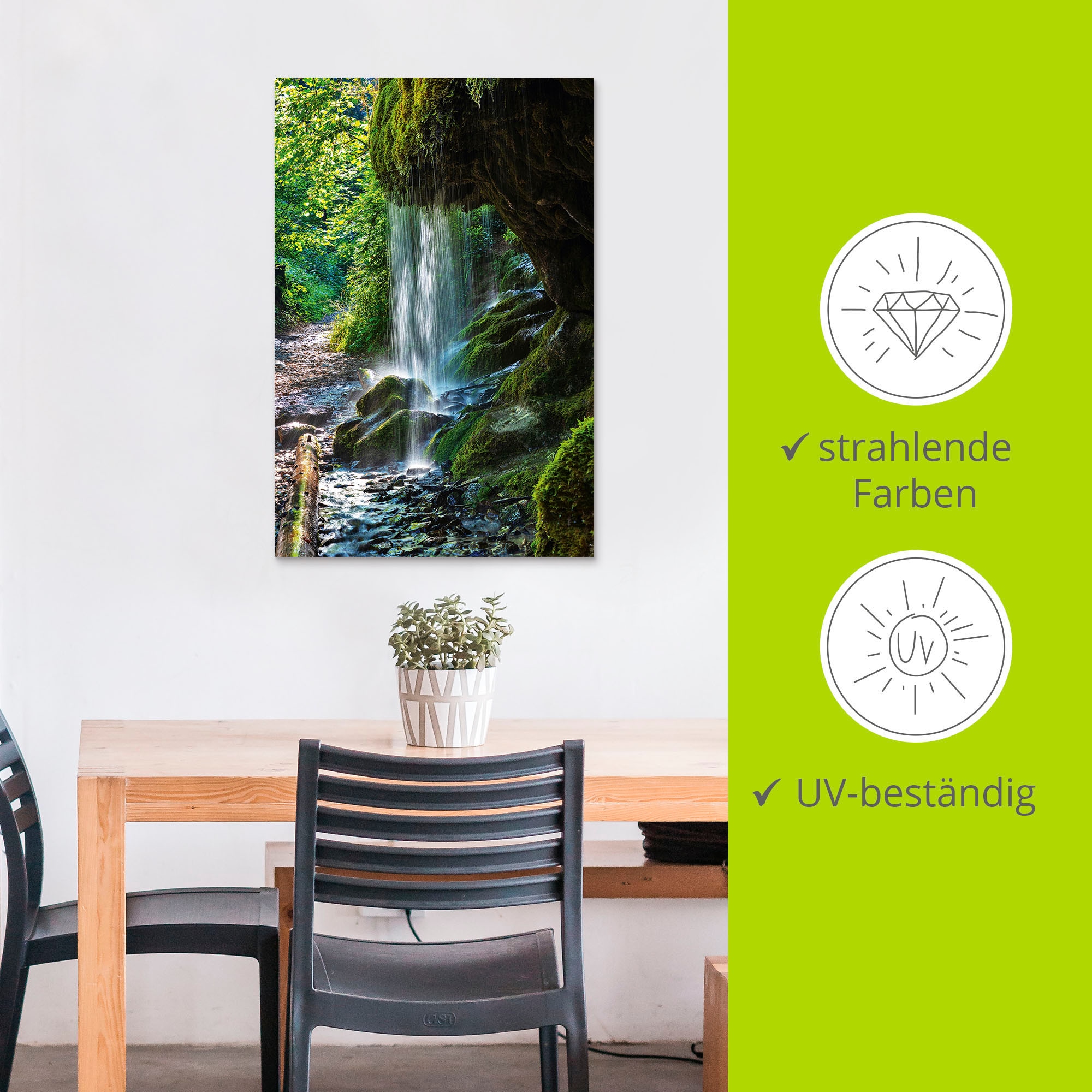 Artland Wandbild »Moosbedeckter Wasserfall« Wasserfallbilder 1 Stk. tlg. als Alubild, Outdoorbild, Leinwandbild, Wandaufkleber, versch. Grössen