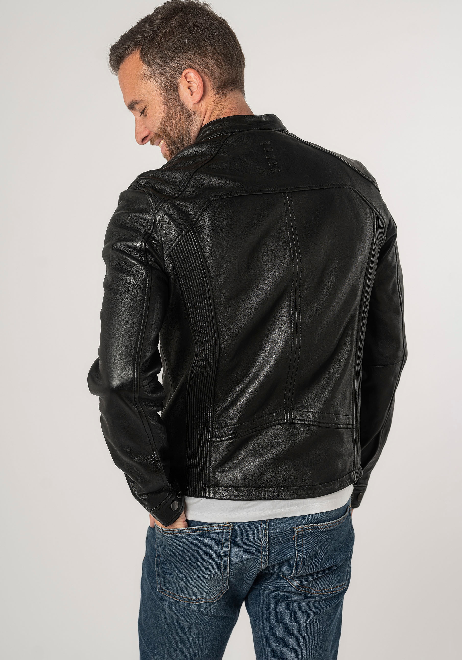 Mauritius Lederjacke »2Mtoji SF«, mit Reissverschluss, Zipperdetail, STehkragen Ziernähte